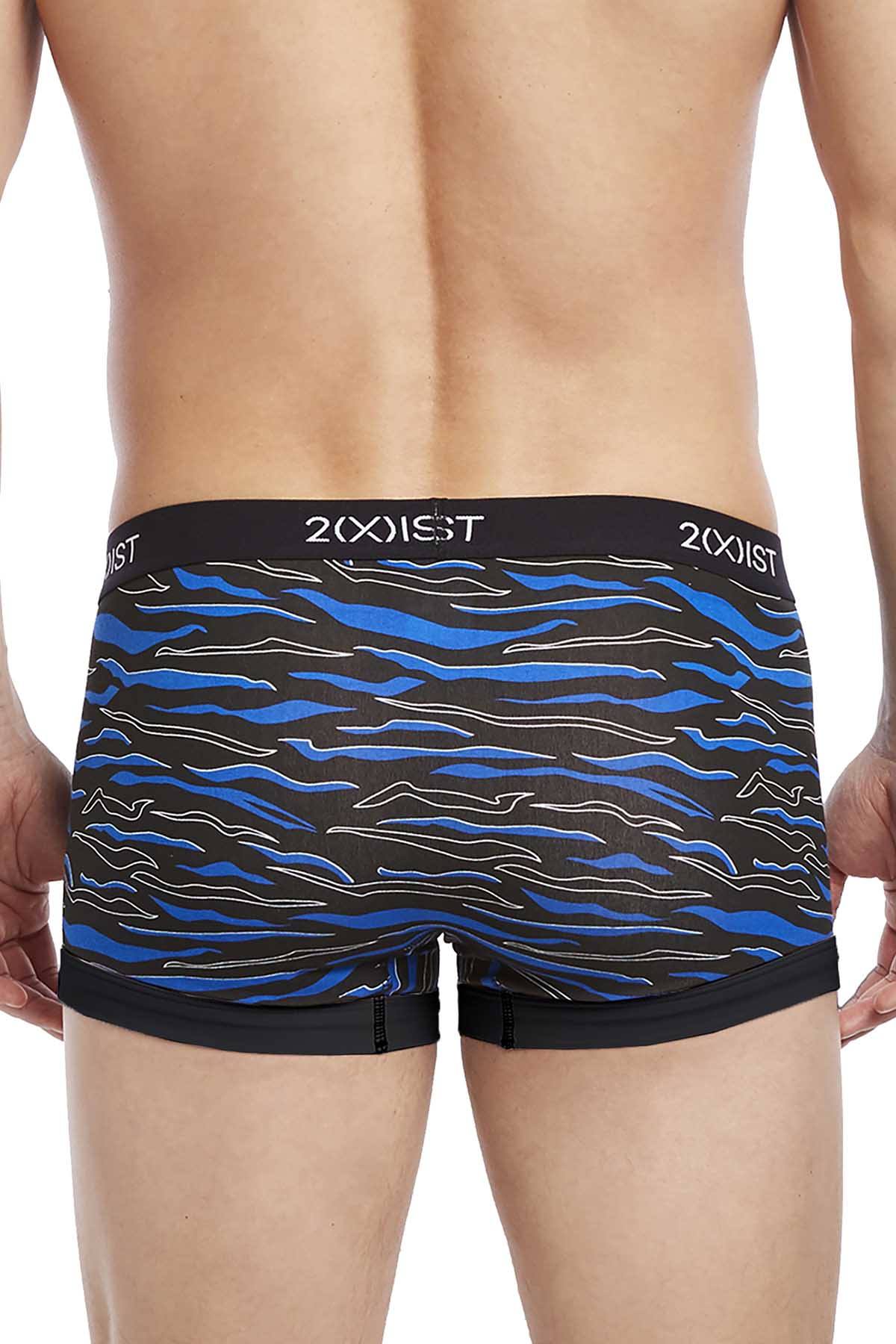 2(X)IST Black/Blue Pop-Tiger Print Graphic Cotton No-Show Trunk