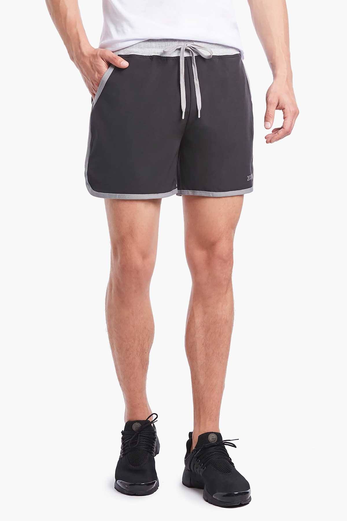 2(X)IST Black/Grey Contrast-Binding Retro Jogger Short