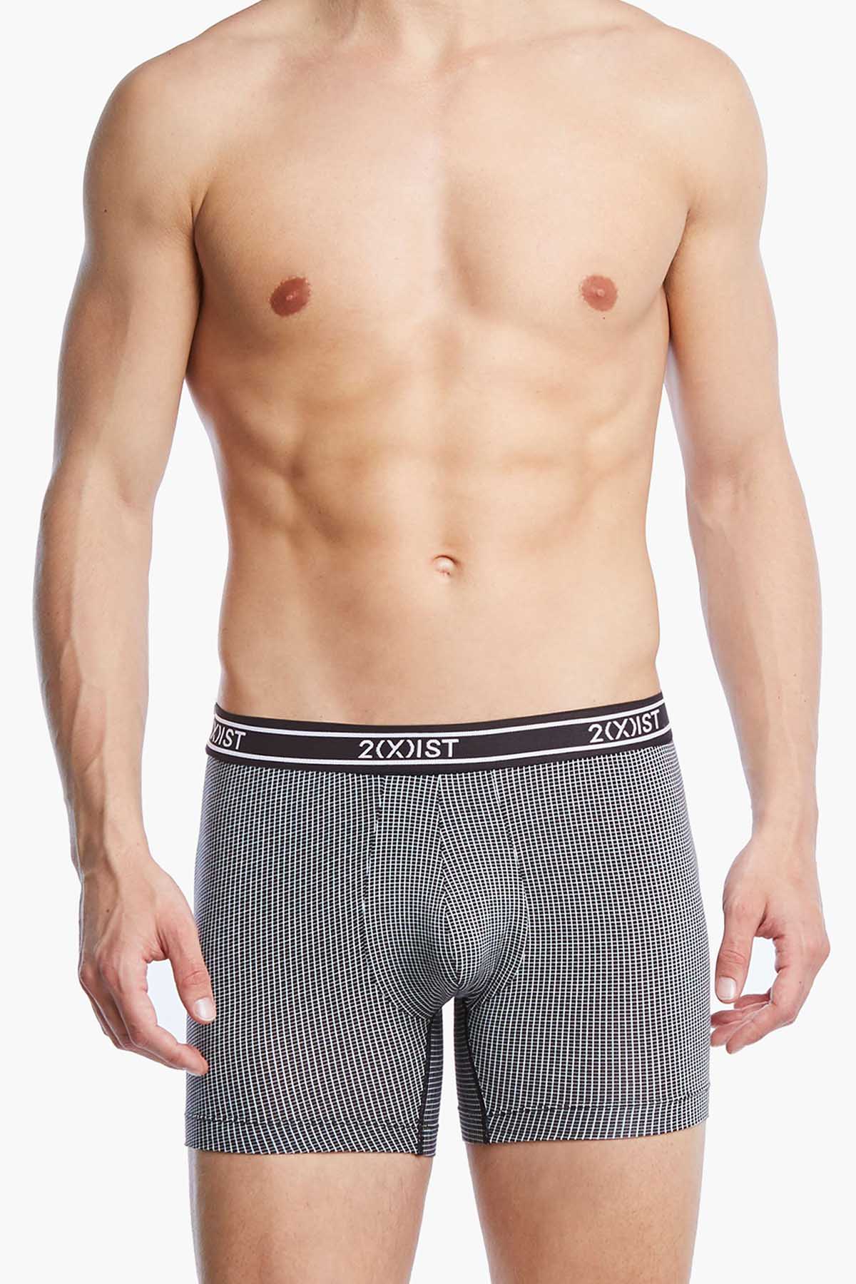 2(X)IST Black Micro-Grid Print Graphic Modal Boxer Brief