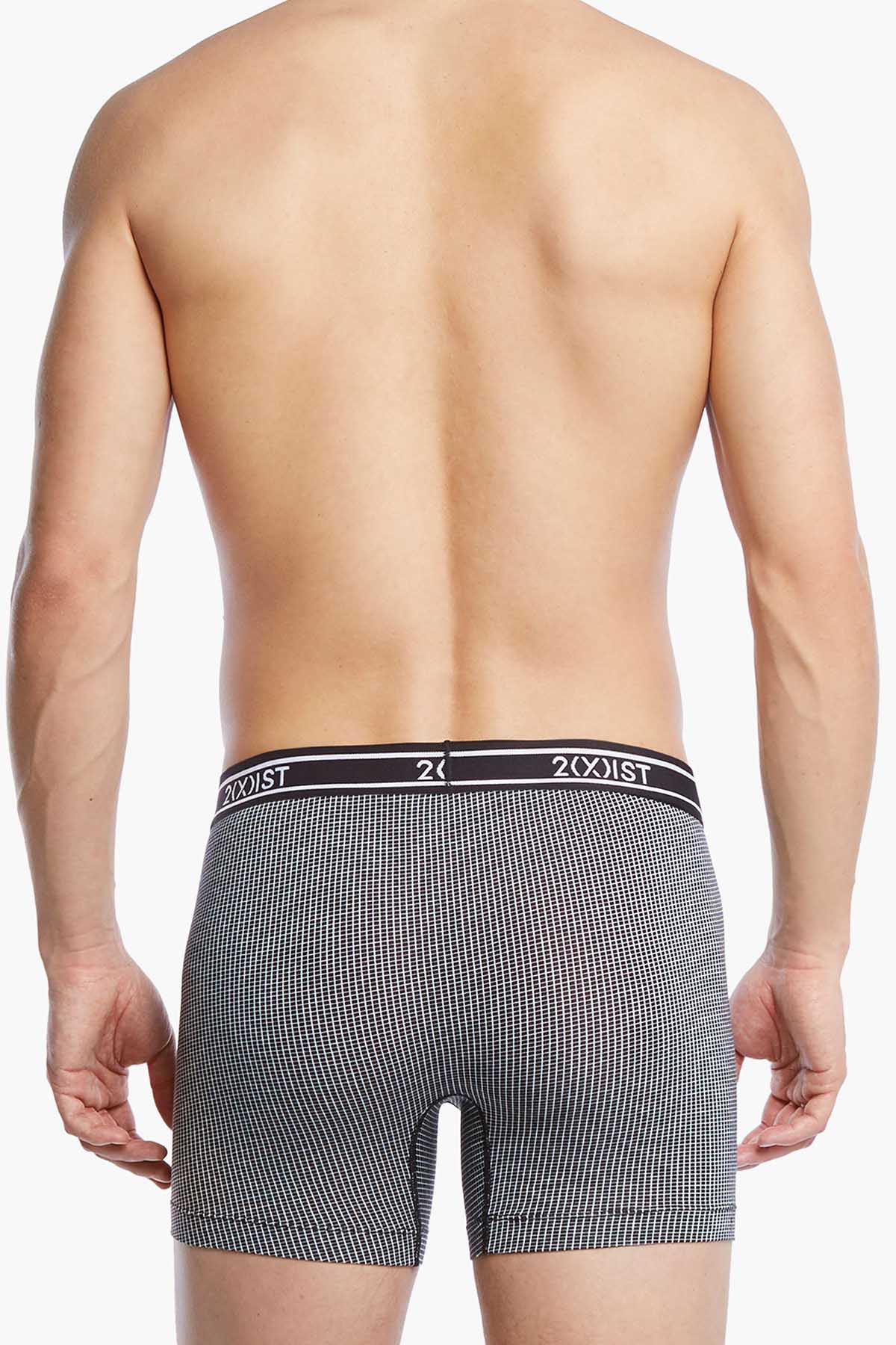 2(X)IST Black Micro-Grid Print Graphic Modal Boxer Brief