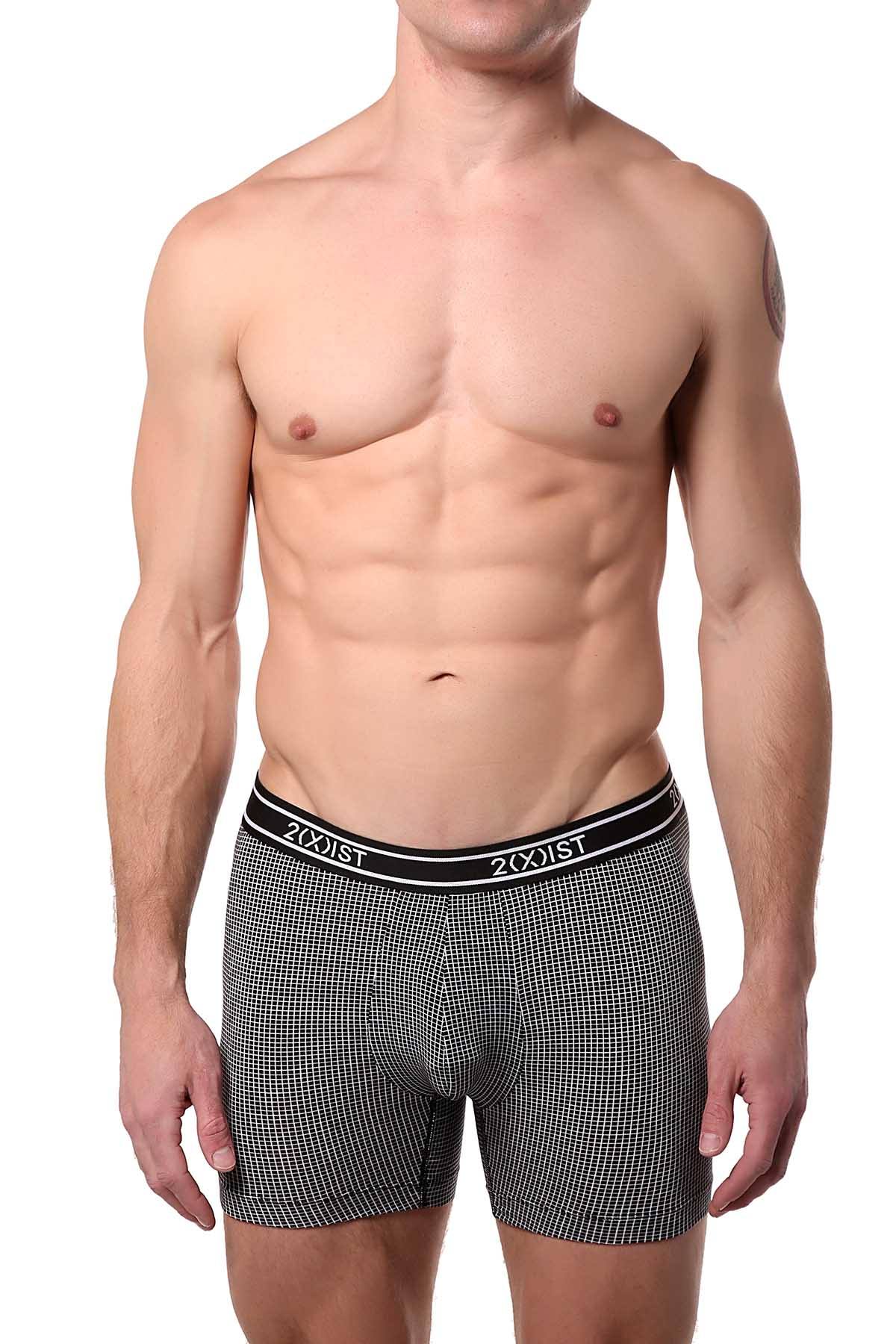 2(X)IST Black Micro-Grid Print Graphic Modal Boxer Brief