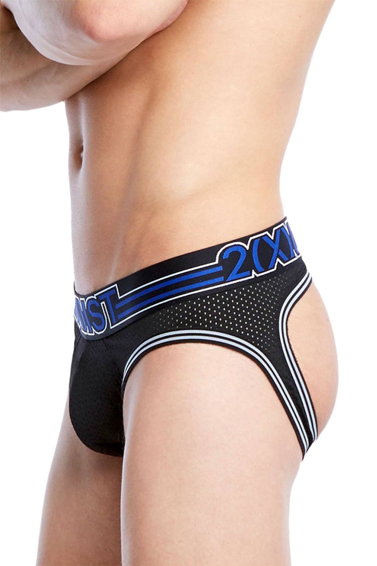 2(X)IST Black Sliq-Mesh Jock-Brief