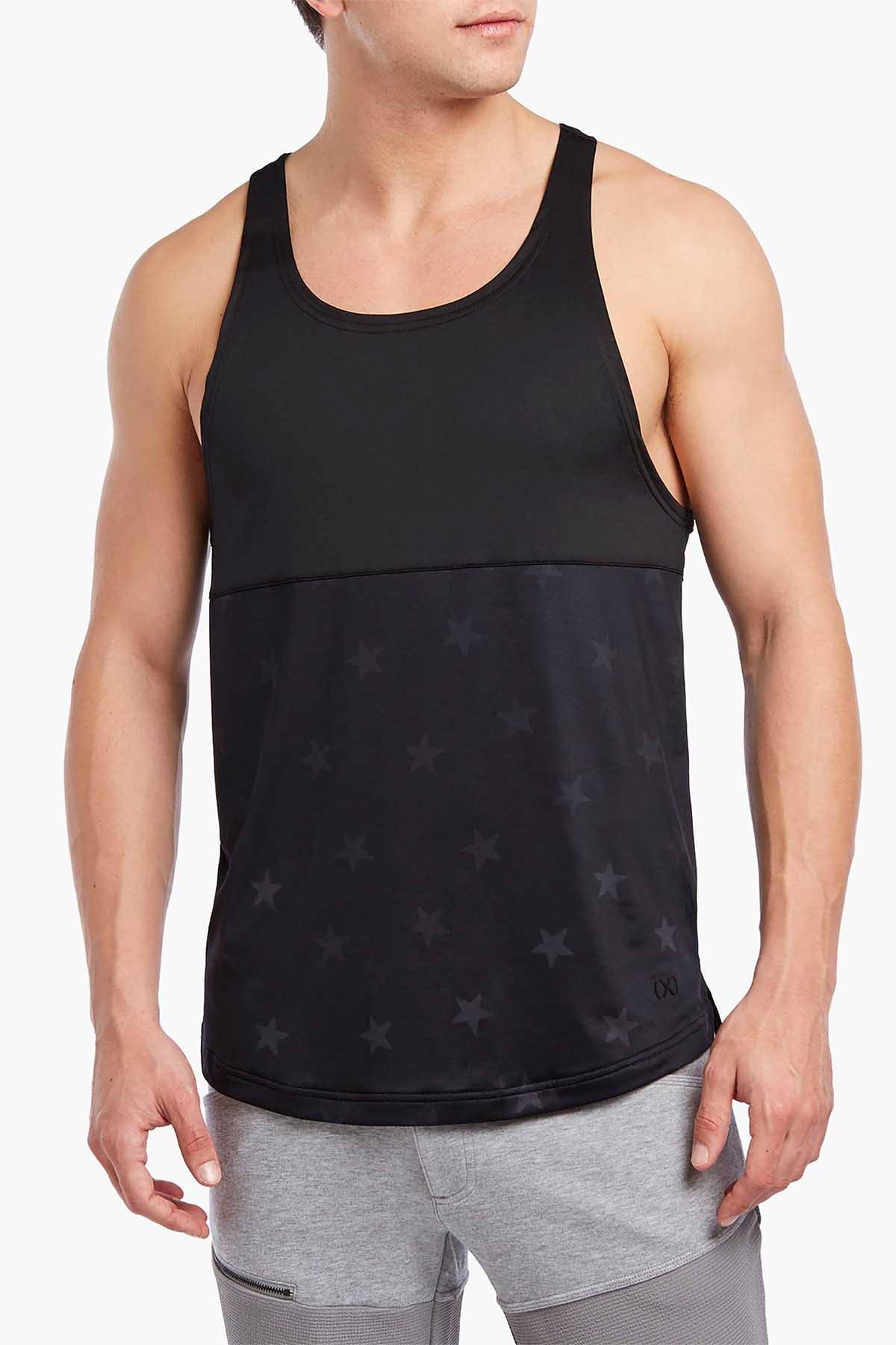 2(X)IST Black/Star-Patch Galaxy Print Moto Tank