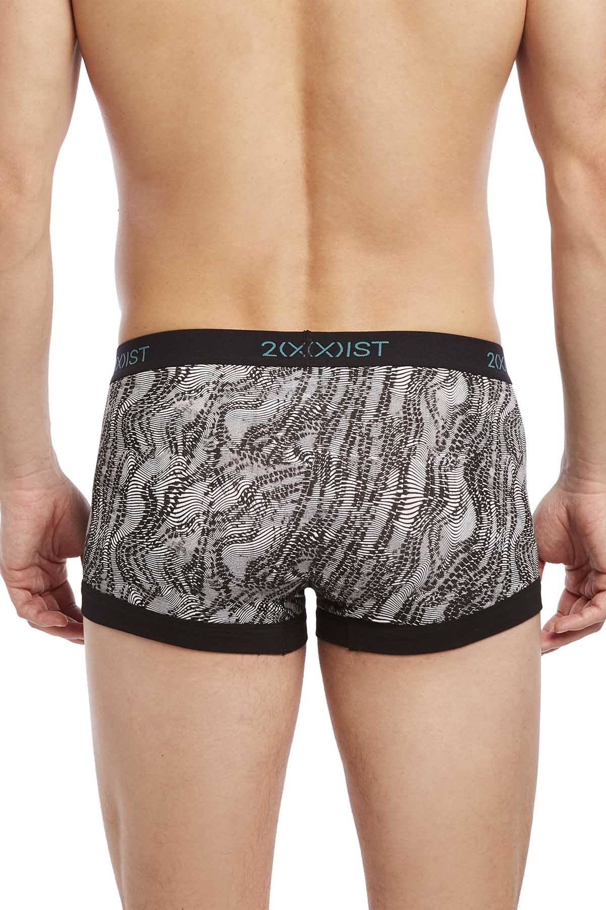 2(X)IST Black/White Digi-Zebra Print Graphic Cotton No-Show Trunk