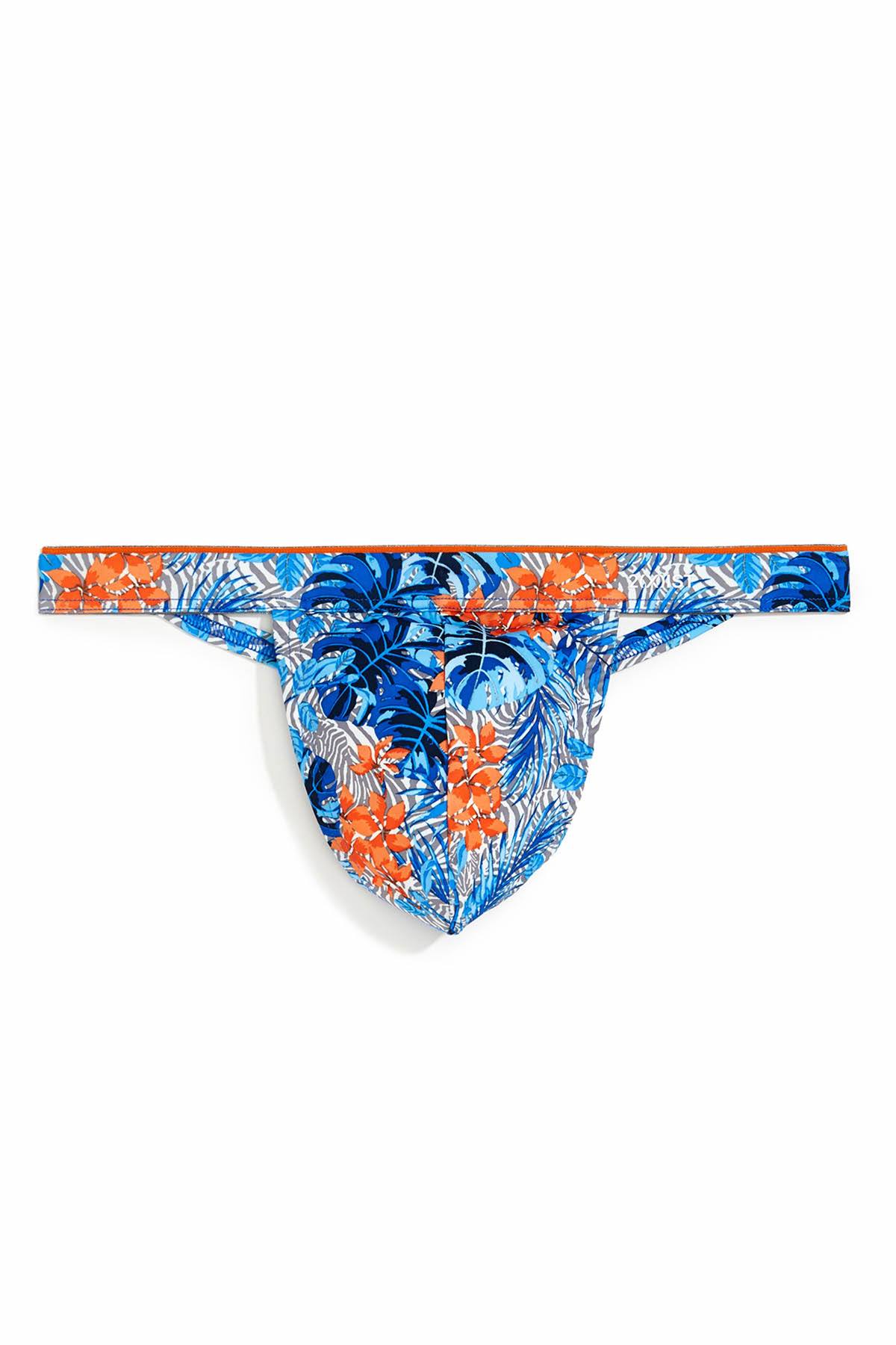 2(X)IST Blue Floral/Zebra-Print Sliq-Micro Y-Back Thong