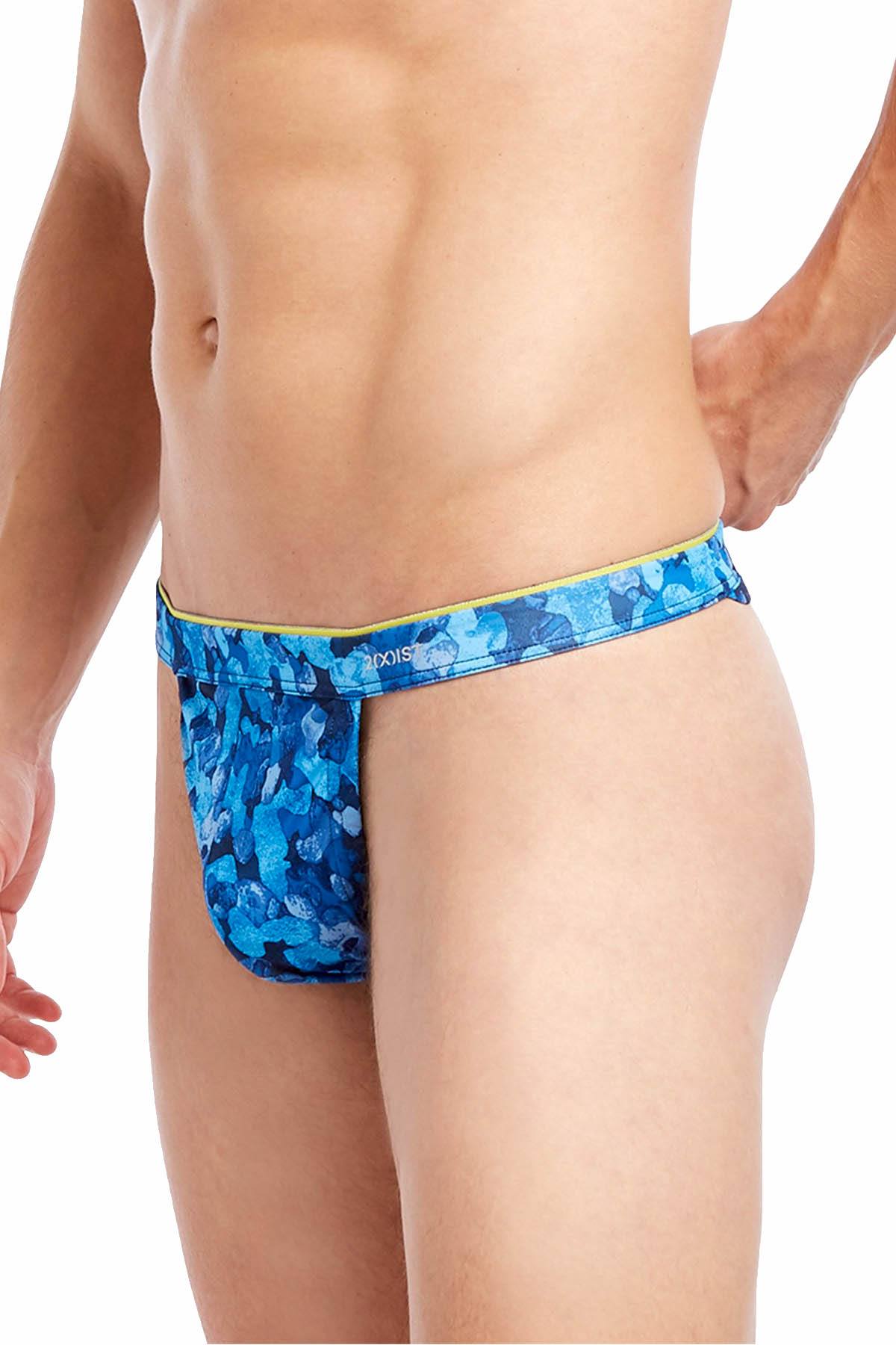 2(X)IST Blue Tree-Camo Sliq-Micro Y-Back Thong