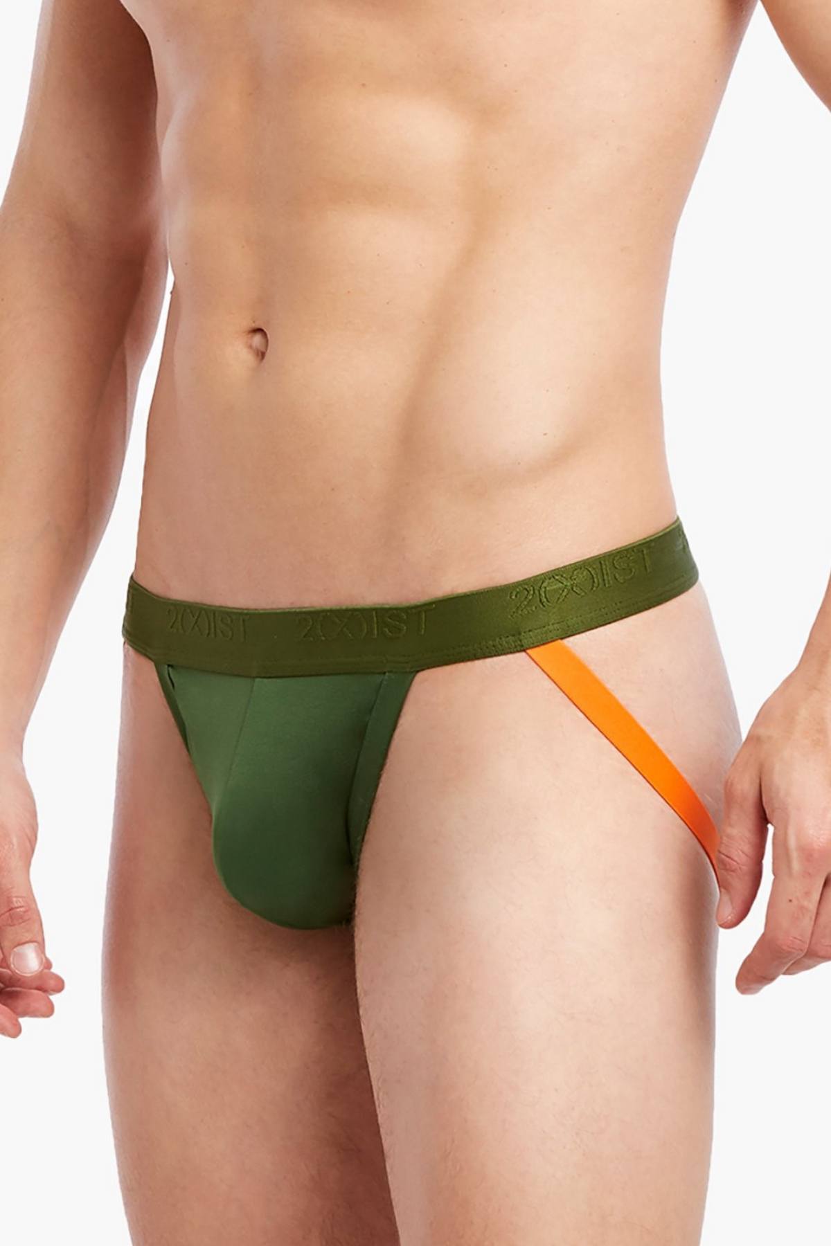 2(X)IST Chive-Green Military-Stripe Micro Jockstrap