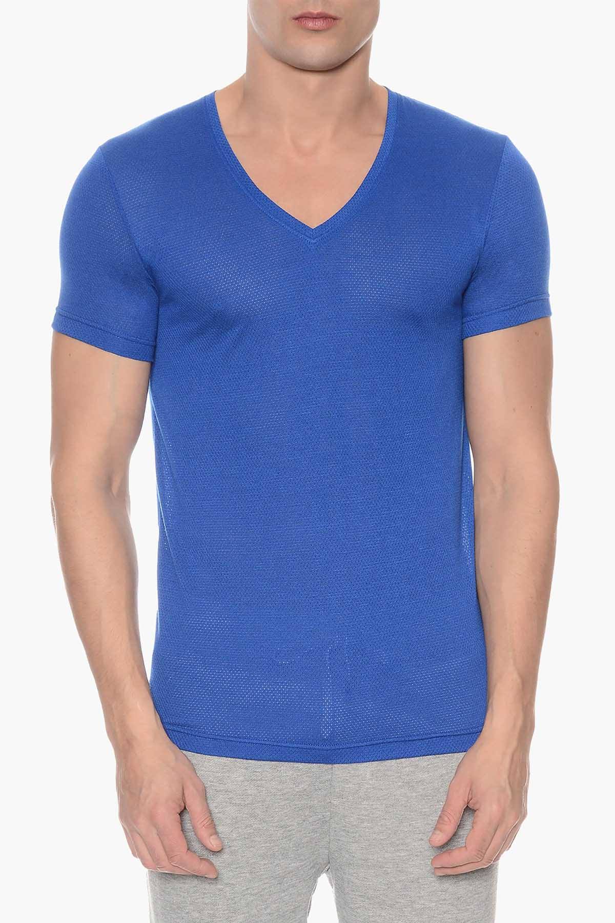 2(X)IST Cobalt Mesh V-Neck Tee