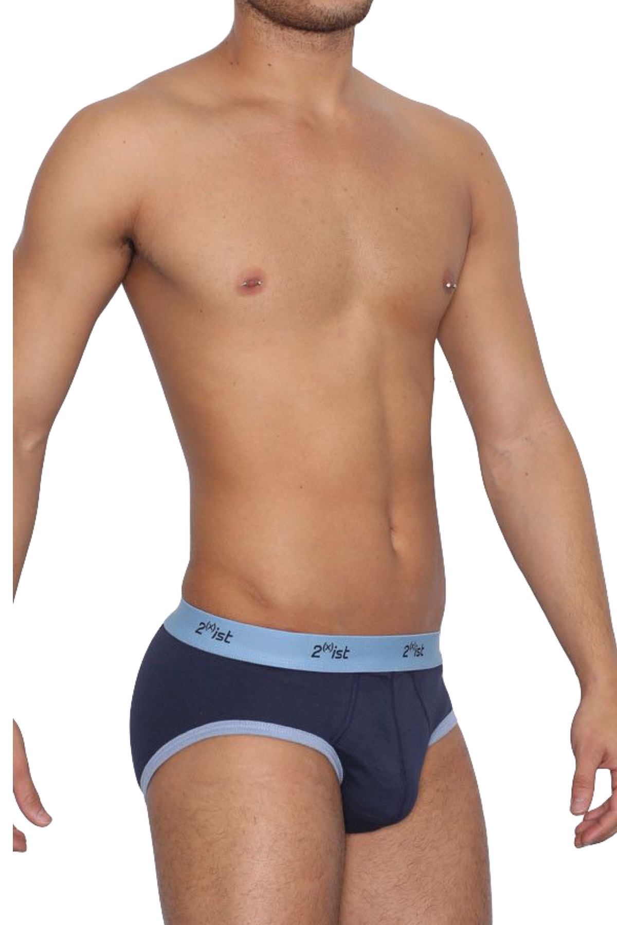 2(X)IST Contrast Navy/Sky Contour Pouch Brief