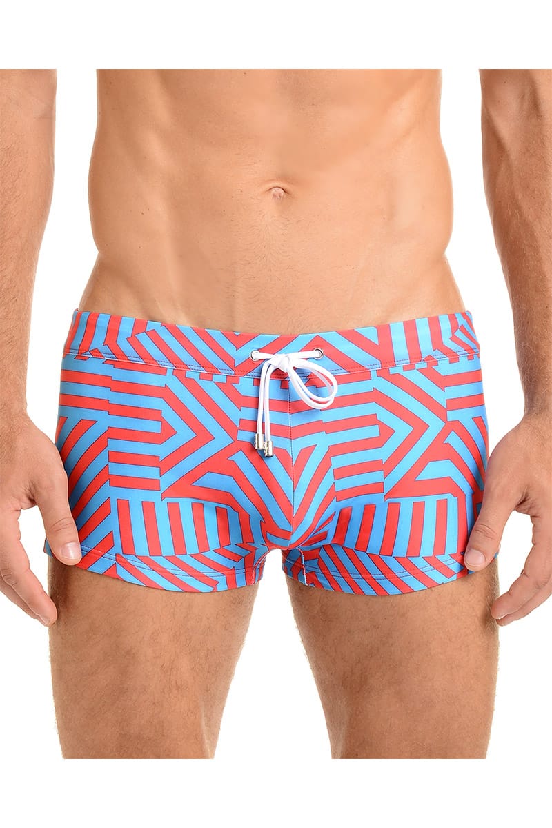 2(X)IST Electric Red Block Stripe Swim Trunk