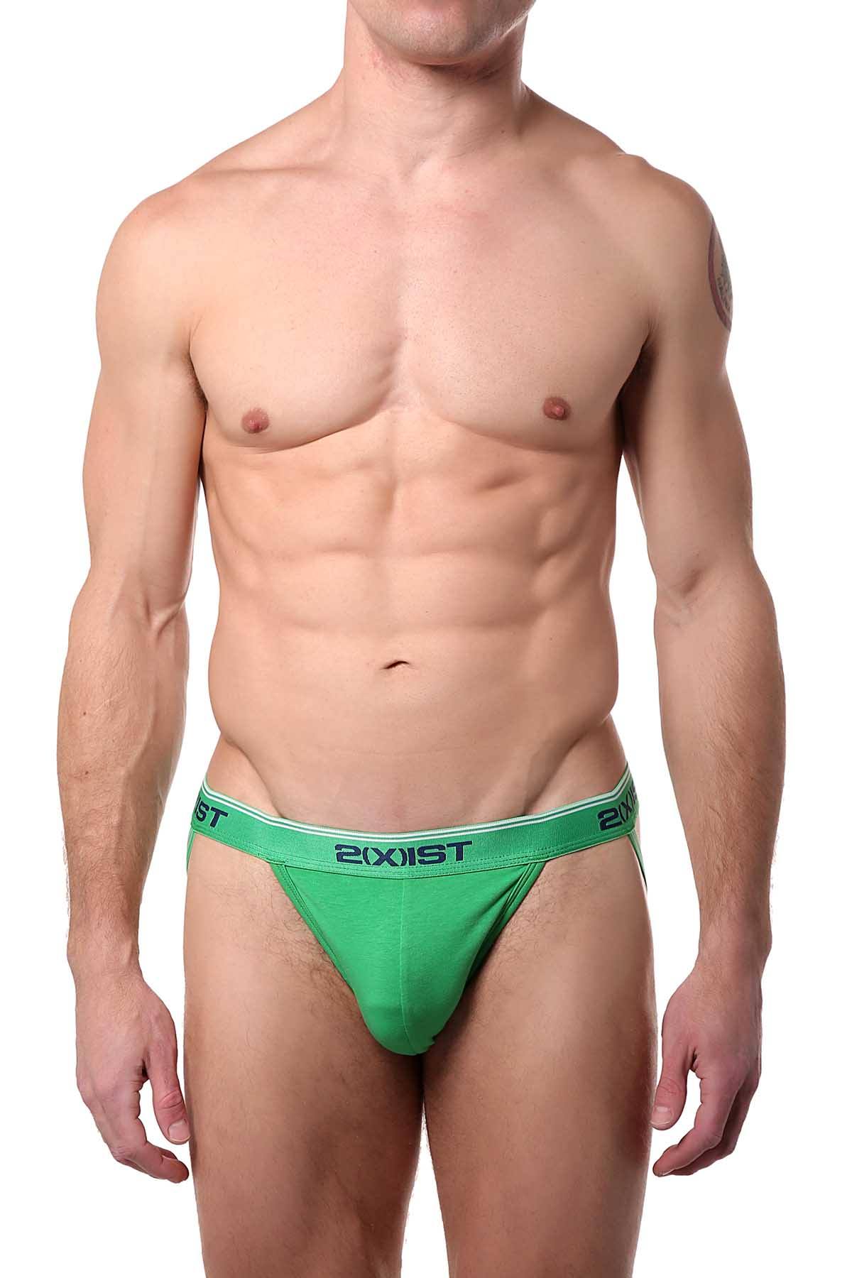 2(X)IST Estate Blue/Blue Atoll/Gem Green Cotton Stretch 3-Pack Jockstraps