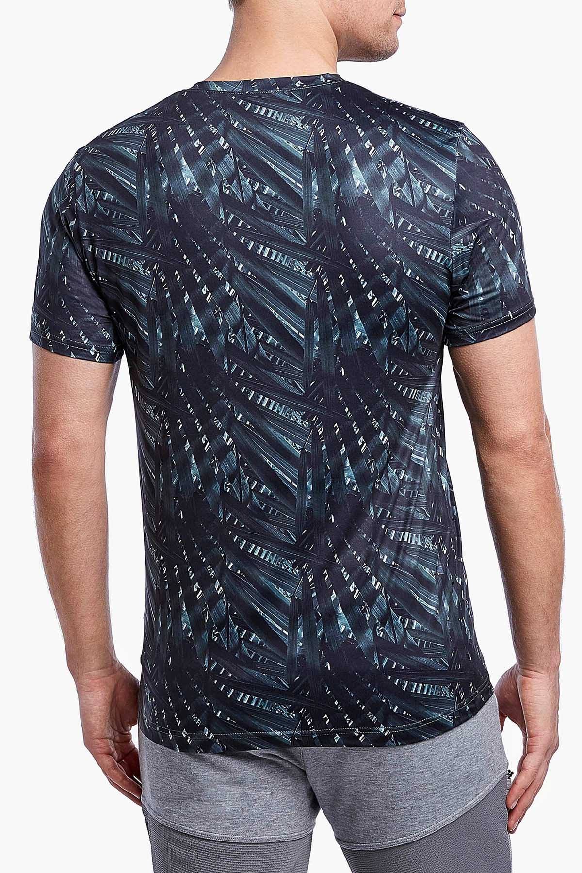 2(X)IST Graphic Leaf-Print Performance Mesh V-Neck Tee