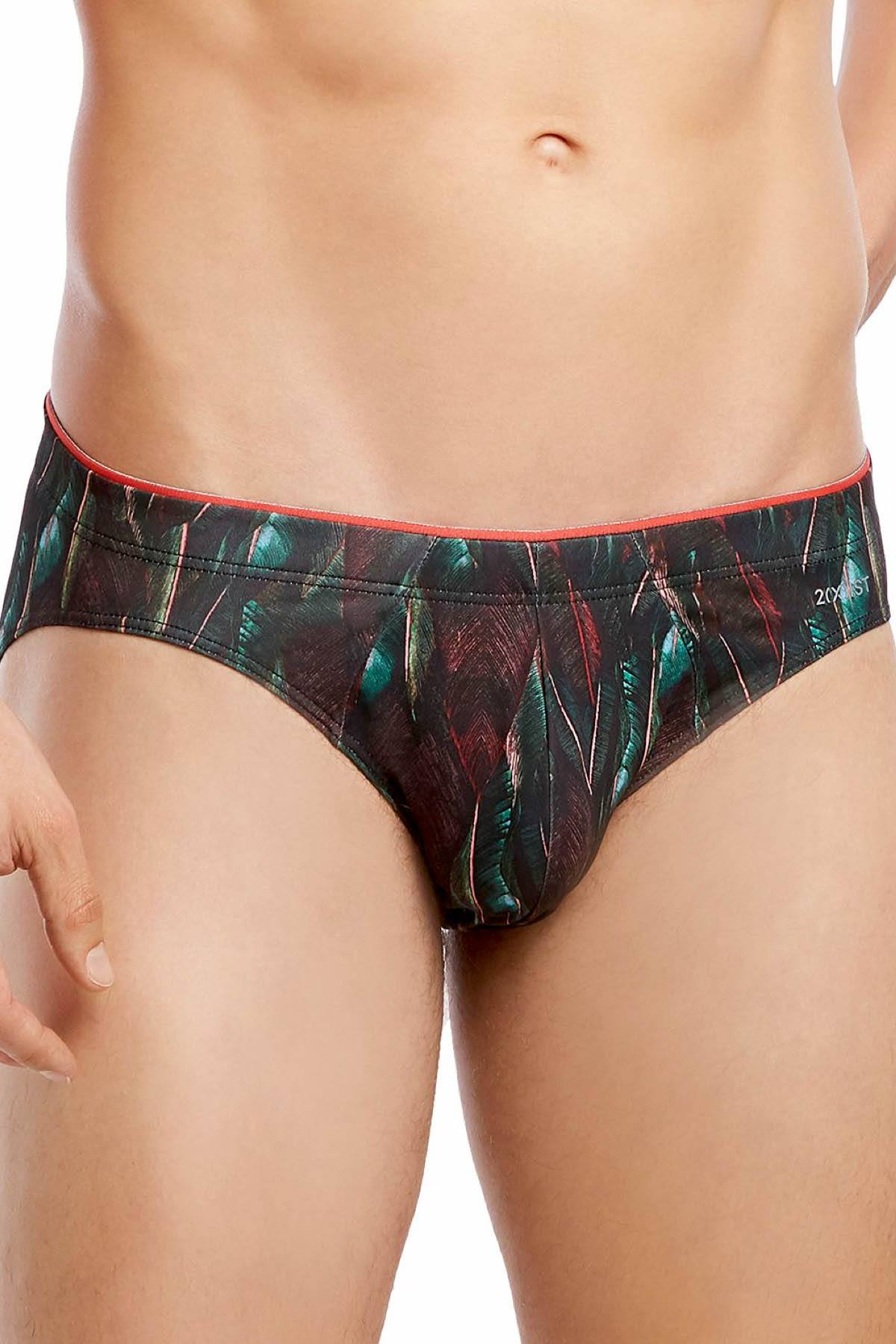 2(X)IST Green Leaf-Print Sliq Micro Brief