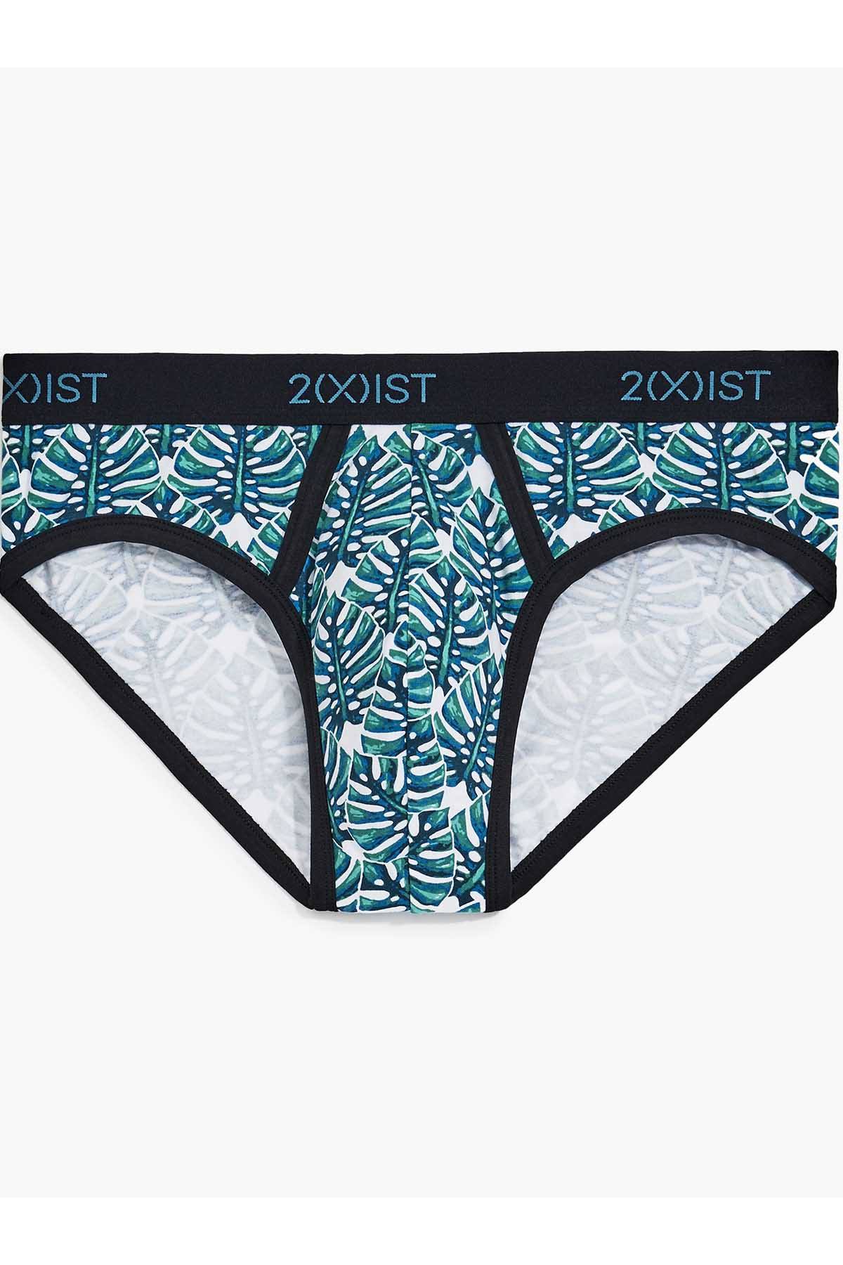 2(X)IST Green-Palm Print Graphic Cotton No-Show Brief