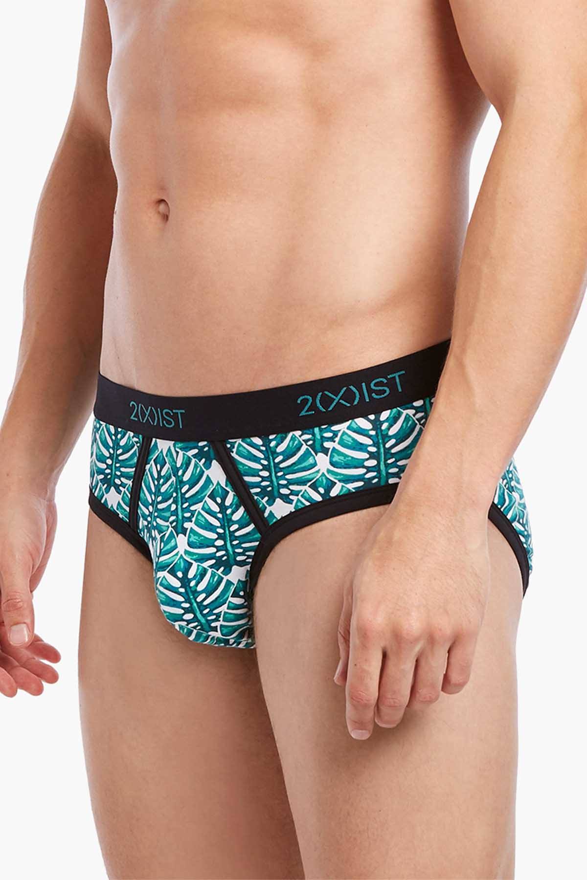 2(X)IST Green-Palm Print Graphic Cotton No-Show Brief