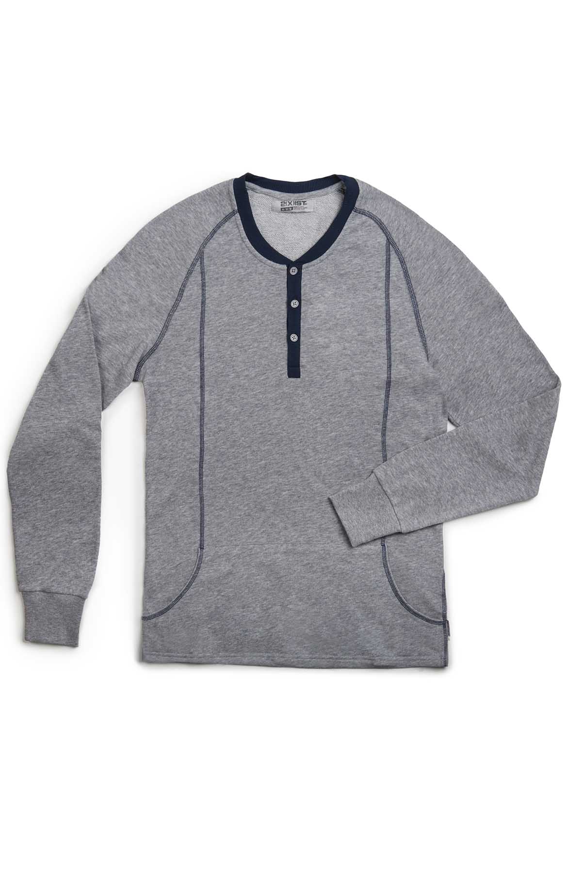 2(X)IST Heather-Grey Pocket Henley