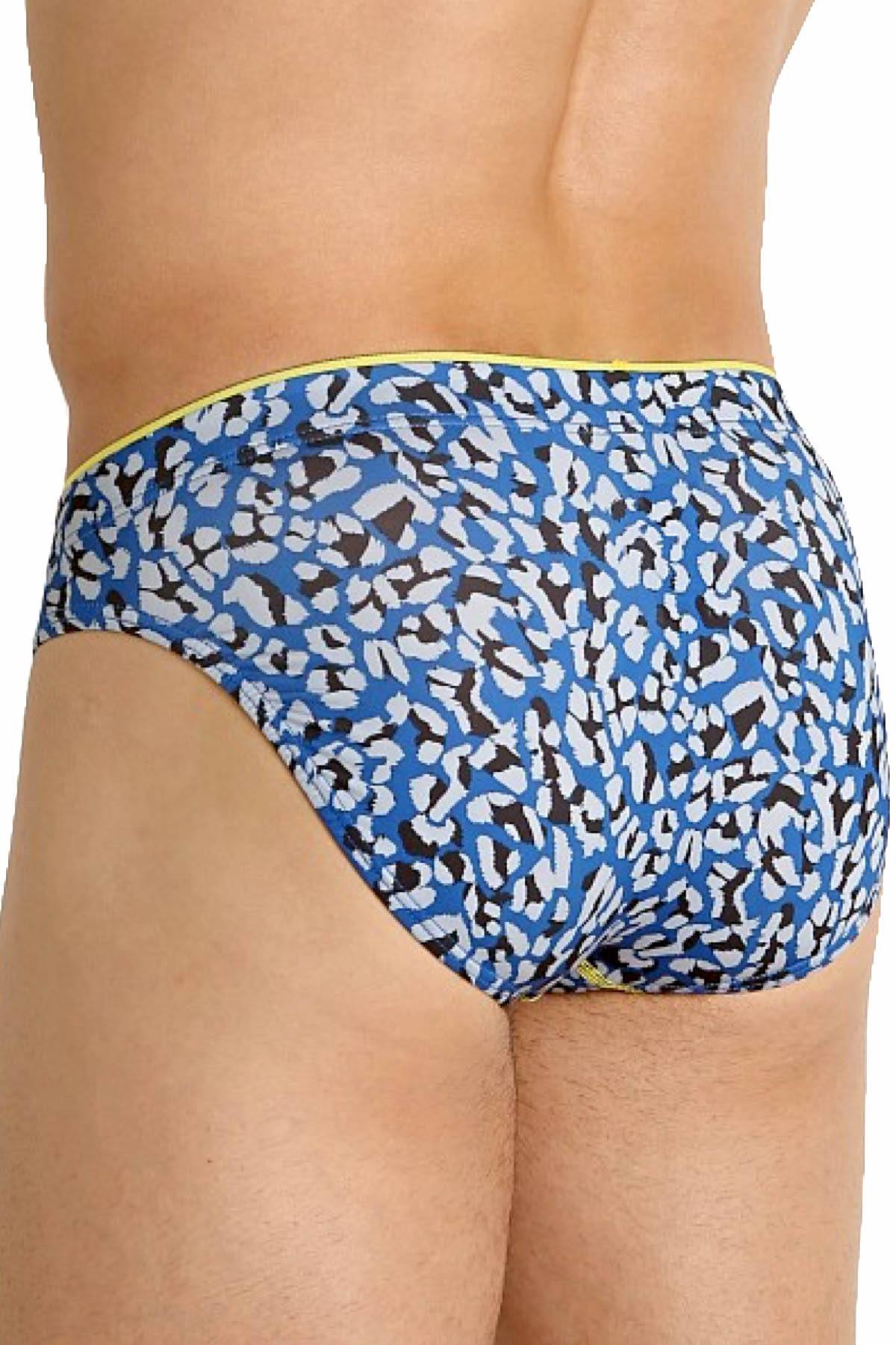 2(X)IST Lapis-Blue Cheetah-Print Sliq Micro Brief