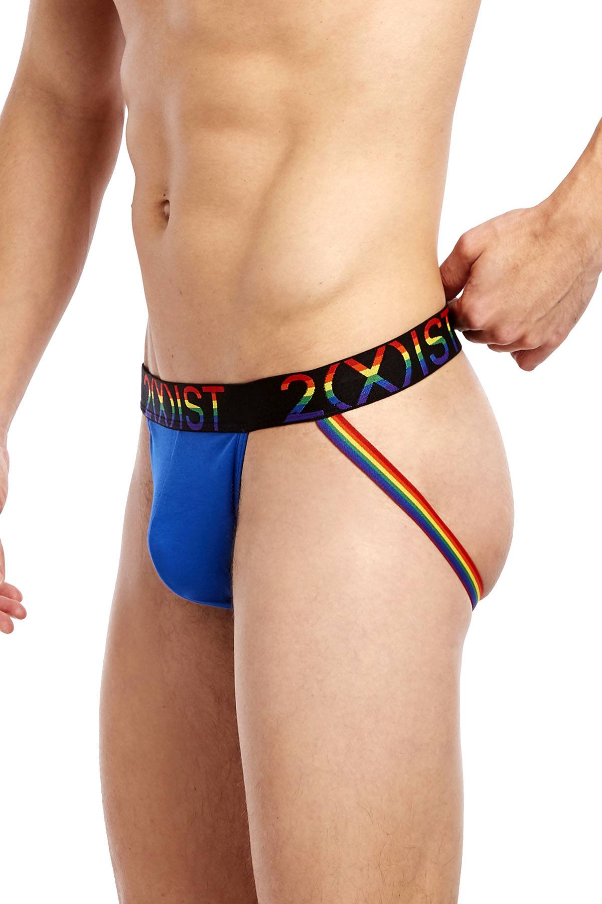 2(X)IST Lapis Blue Pride Cotton Stretch Jockstrap