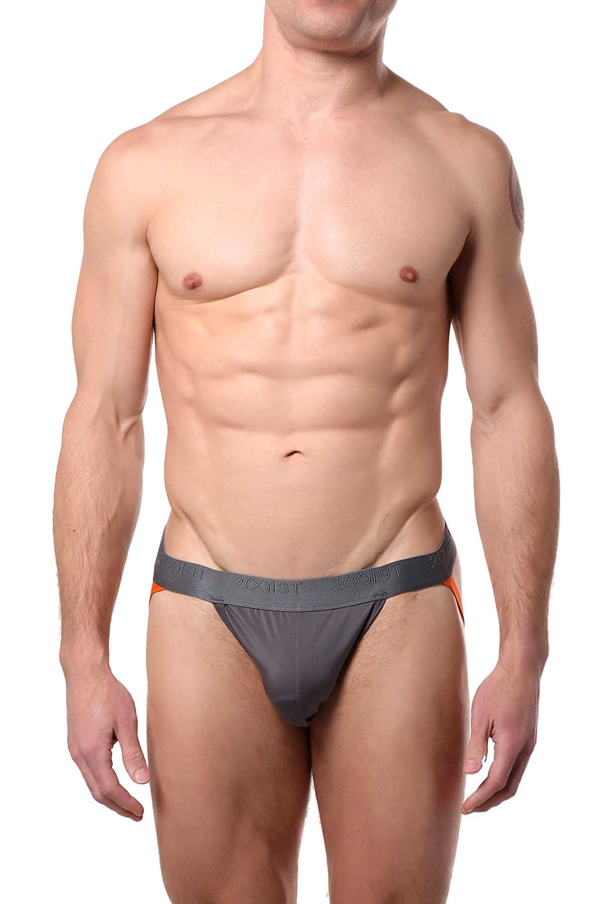 2(X)IST Lead-Grey Military-Stripe Micro Sport Jockstrap