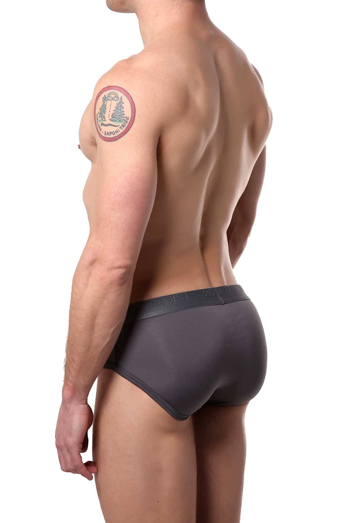 2(X)IST Lead-Grey Military-Stripe Micro Sport No-Show Brief