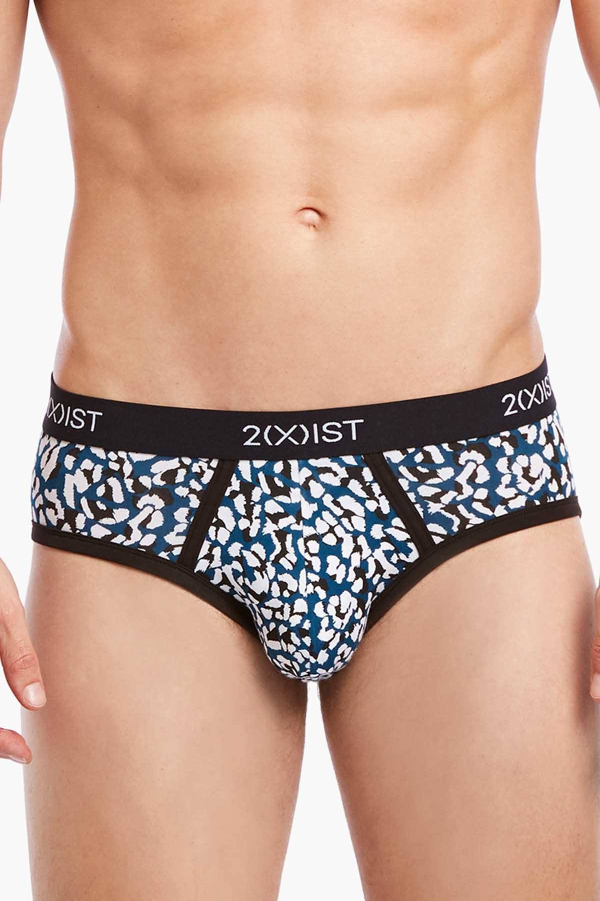 2(X)IST Legion-Blue Cheetah-Print Graphic Cotton No-Show Brief