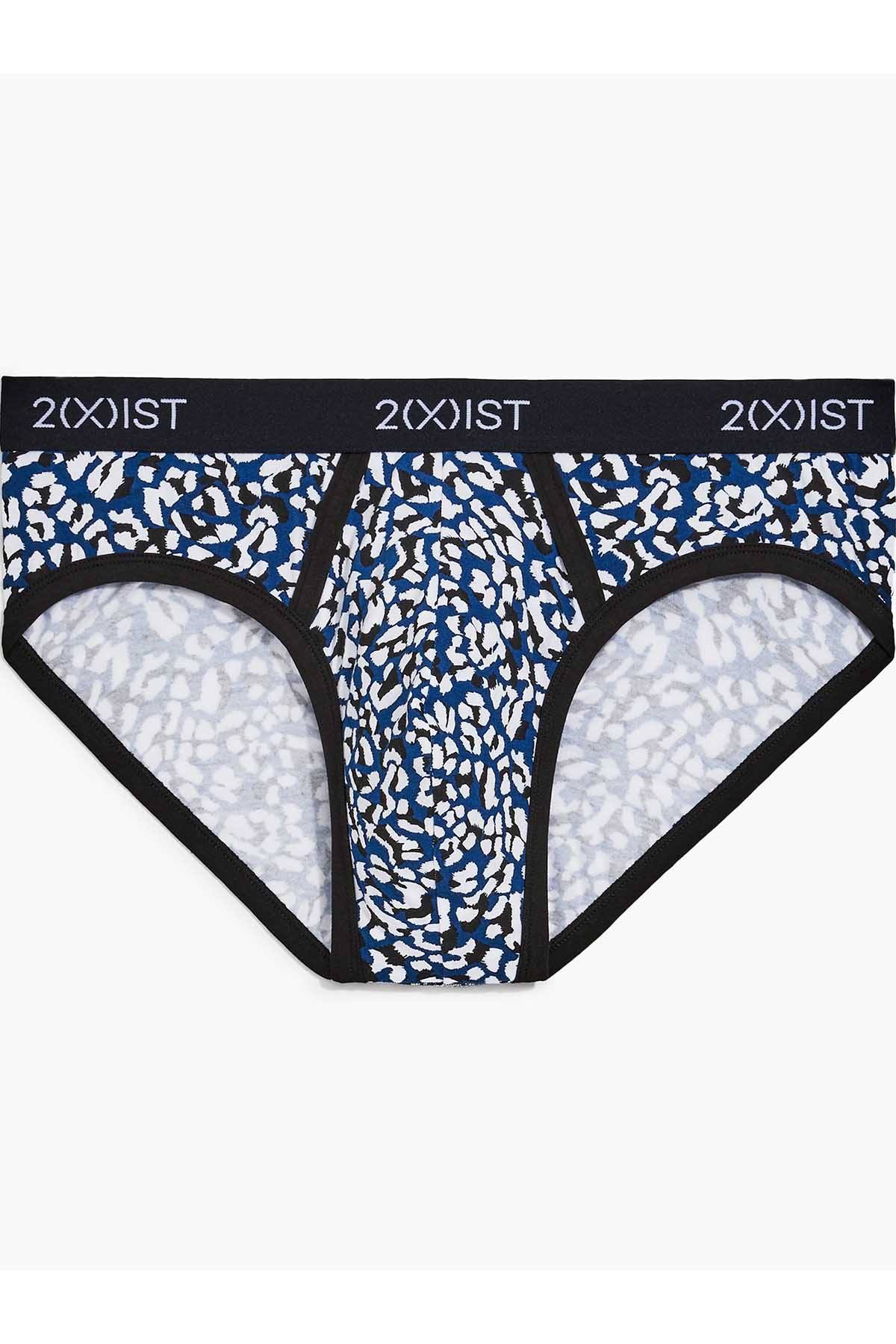 2(X)IST Legion-Blue Cheetah-Print Graphic Cotton No-Show Brief