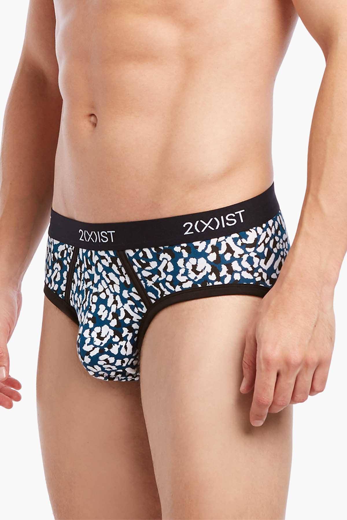 2(X)IST Legion-Blue Cheetah-Print Graphic Cotton No-Show Brief