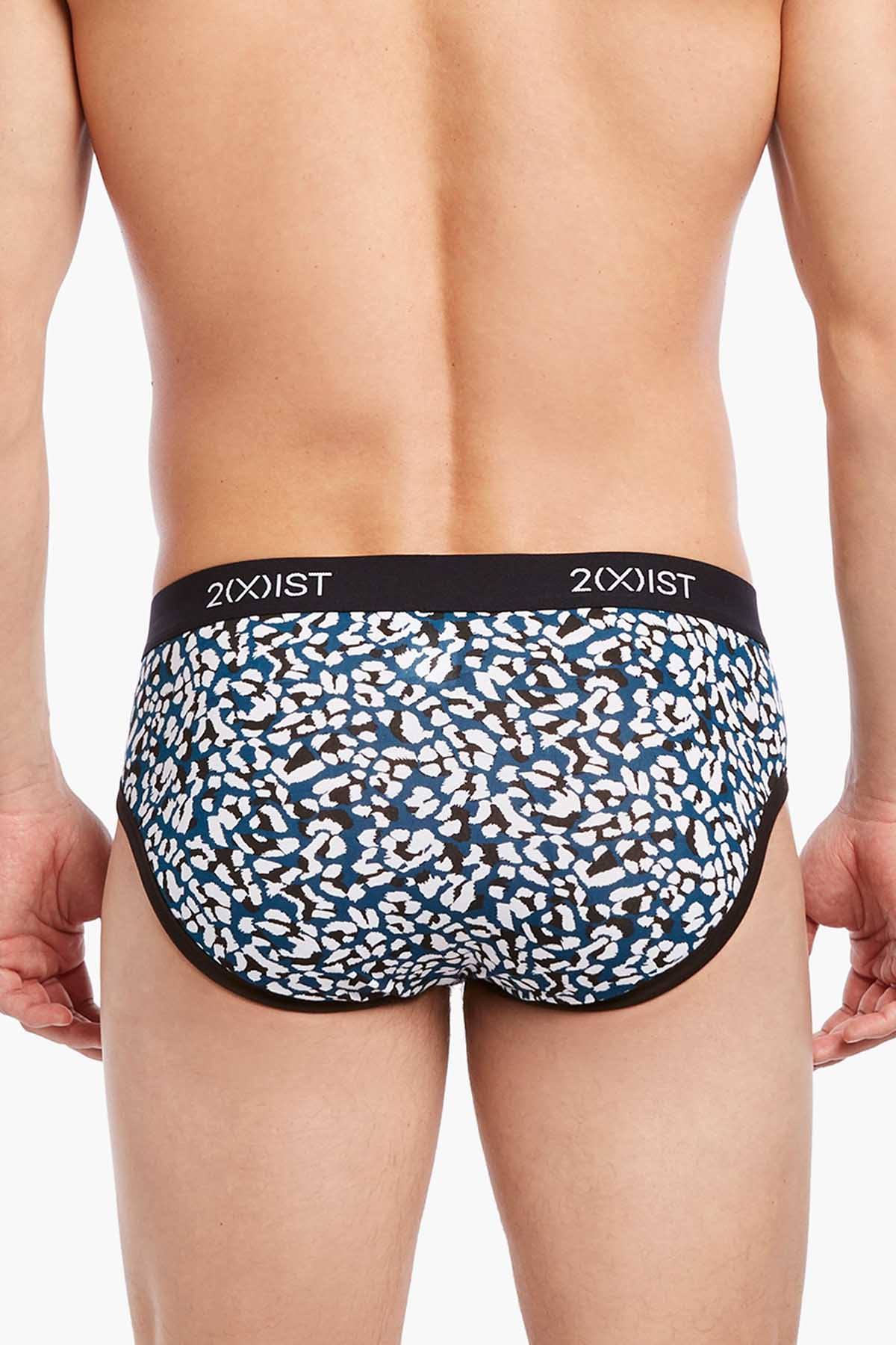 2(X)IST Legion-Blue Cheetah-Print Graphic Cotton No-Show Brief