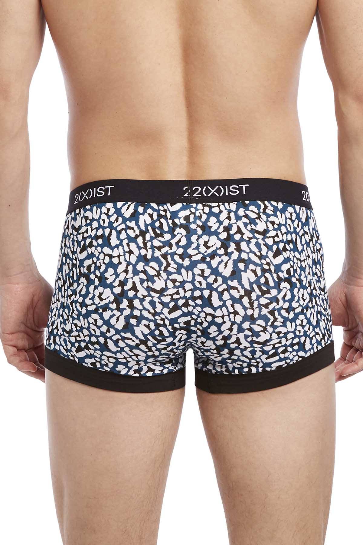 2(X)IST Legion-Blue Cheetah-Print Graphic Cotton No-Show Trunk