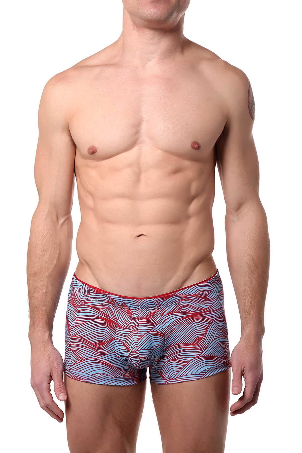 2(X)IST Light Blue/Red Wave Print Sliq Micro Trunk