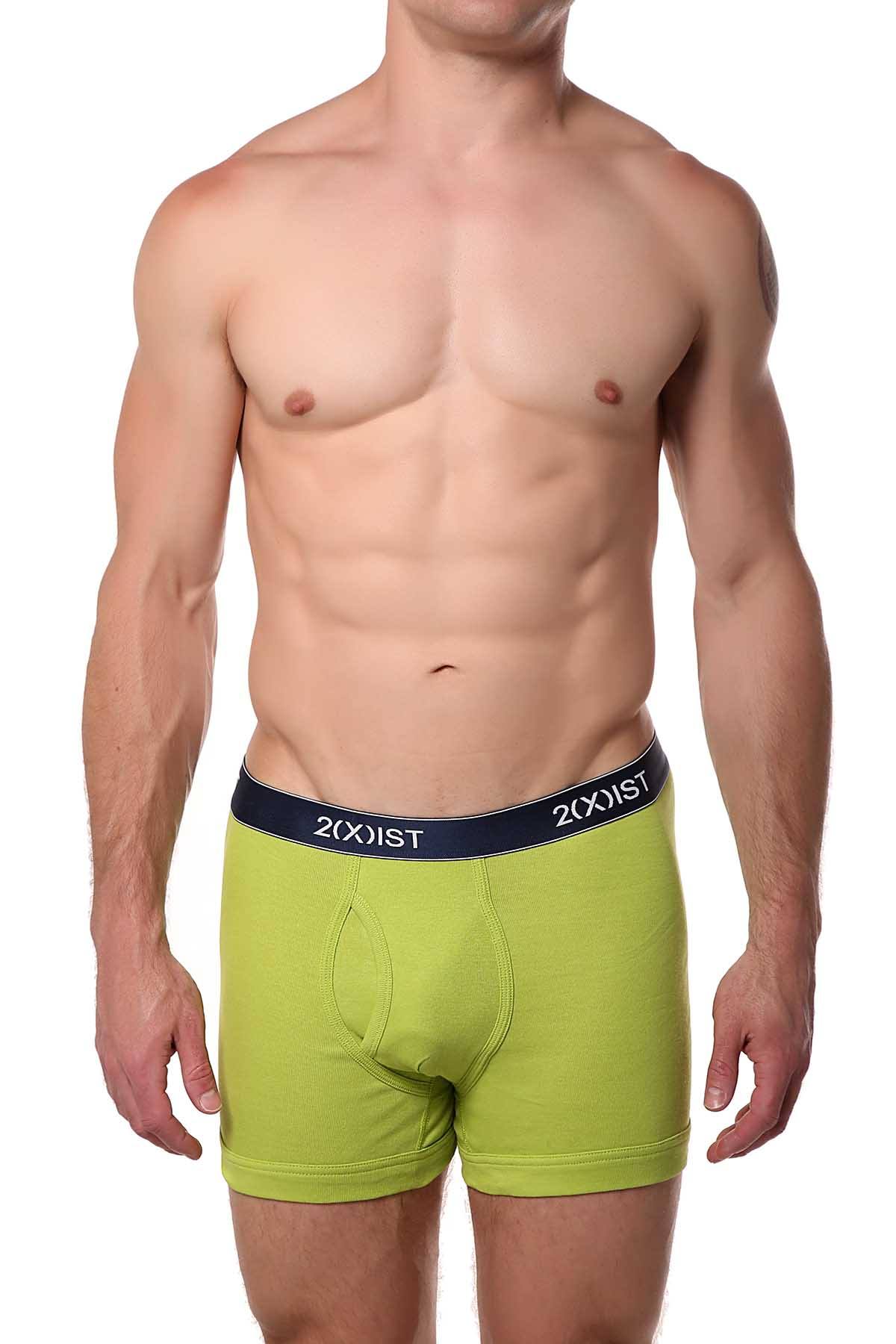 2(X)IST Lime-Green Essential Cotton Boxer Brief