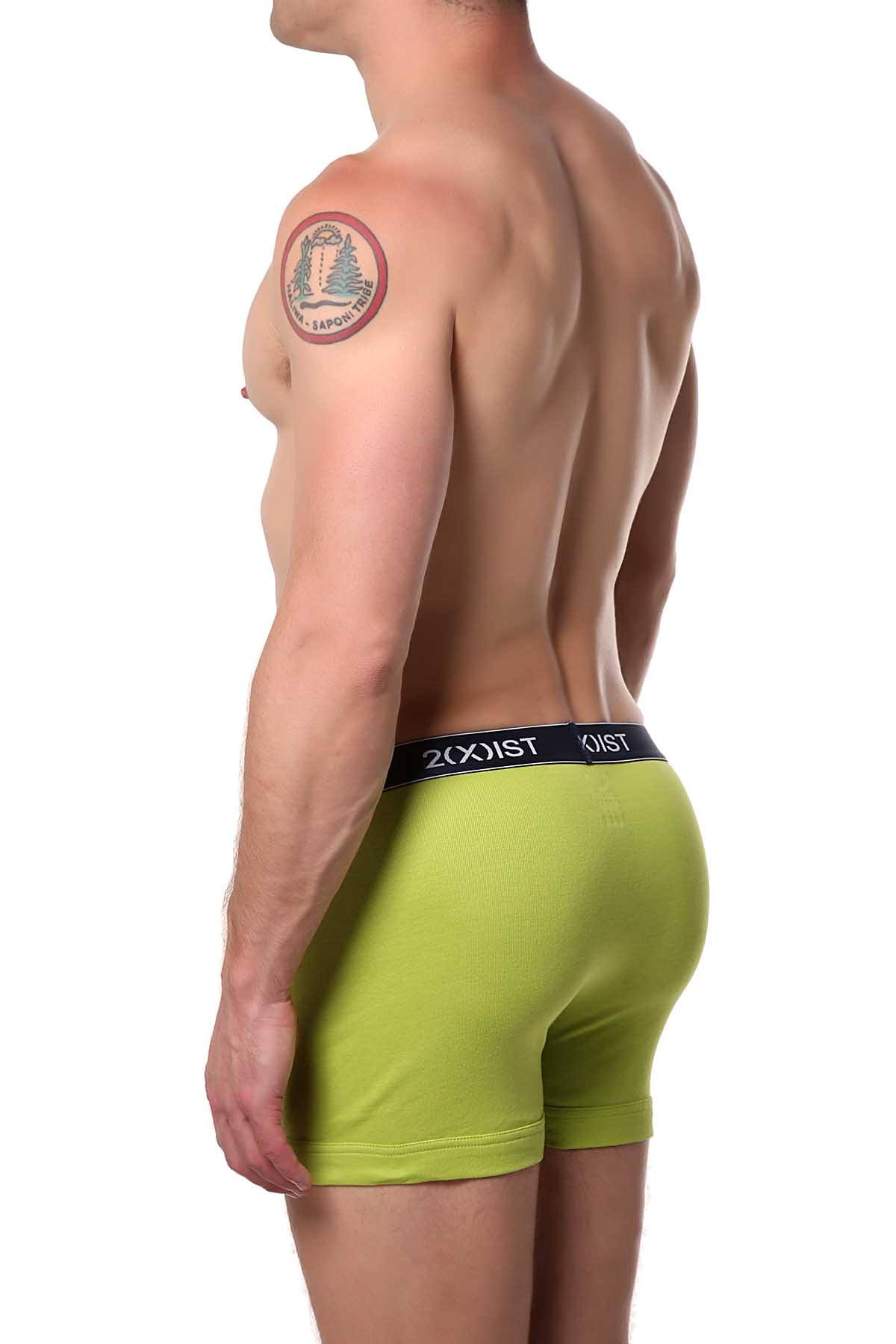 2(X)IST Lime-Green Essential Cotton Boxer Brief