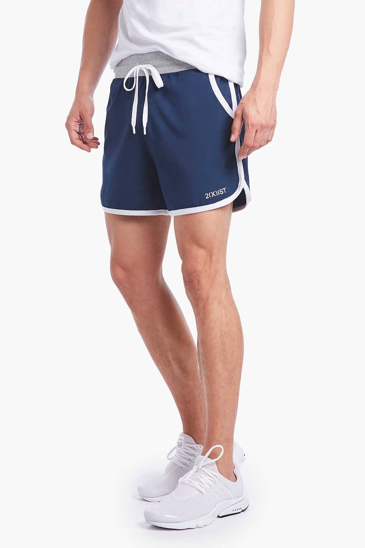 2(X)IST Navy/White Contrast-Binding Retro Jogger Short