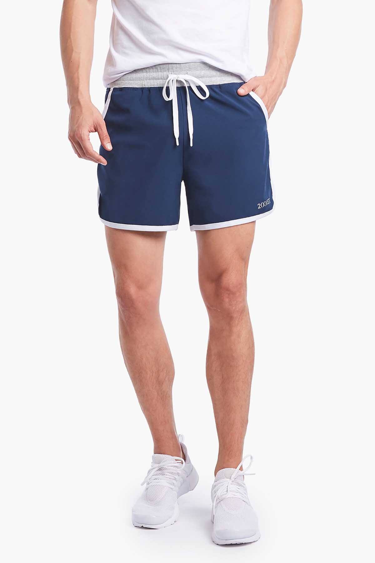 2(X)IST Navy/White Contrast-Binding Retro Jogger Short