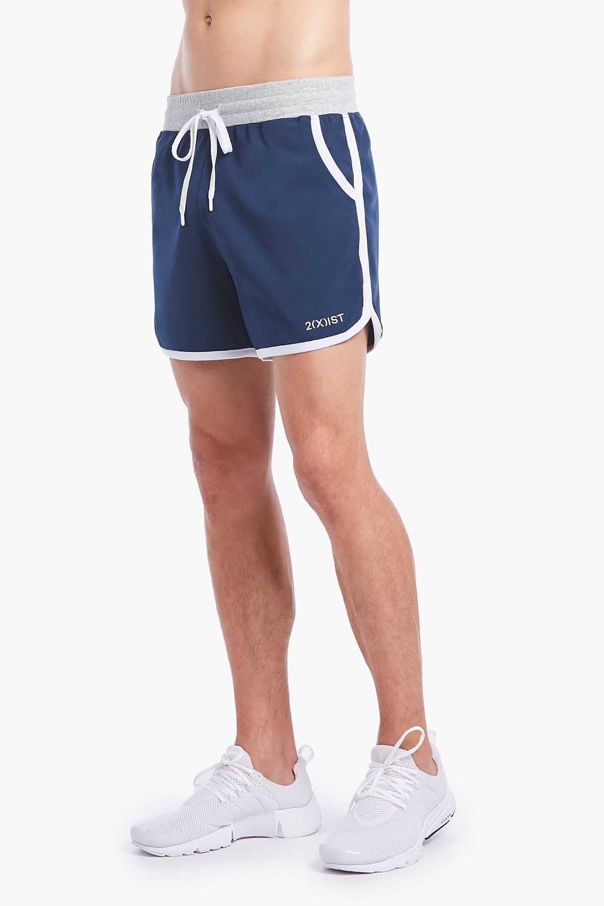 2(X)IST Navy/White Contrast-Binding Retro Jogger Short