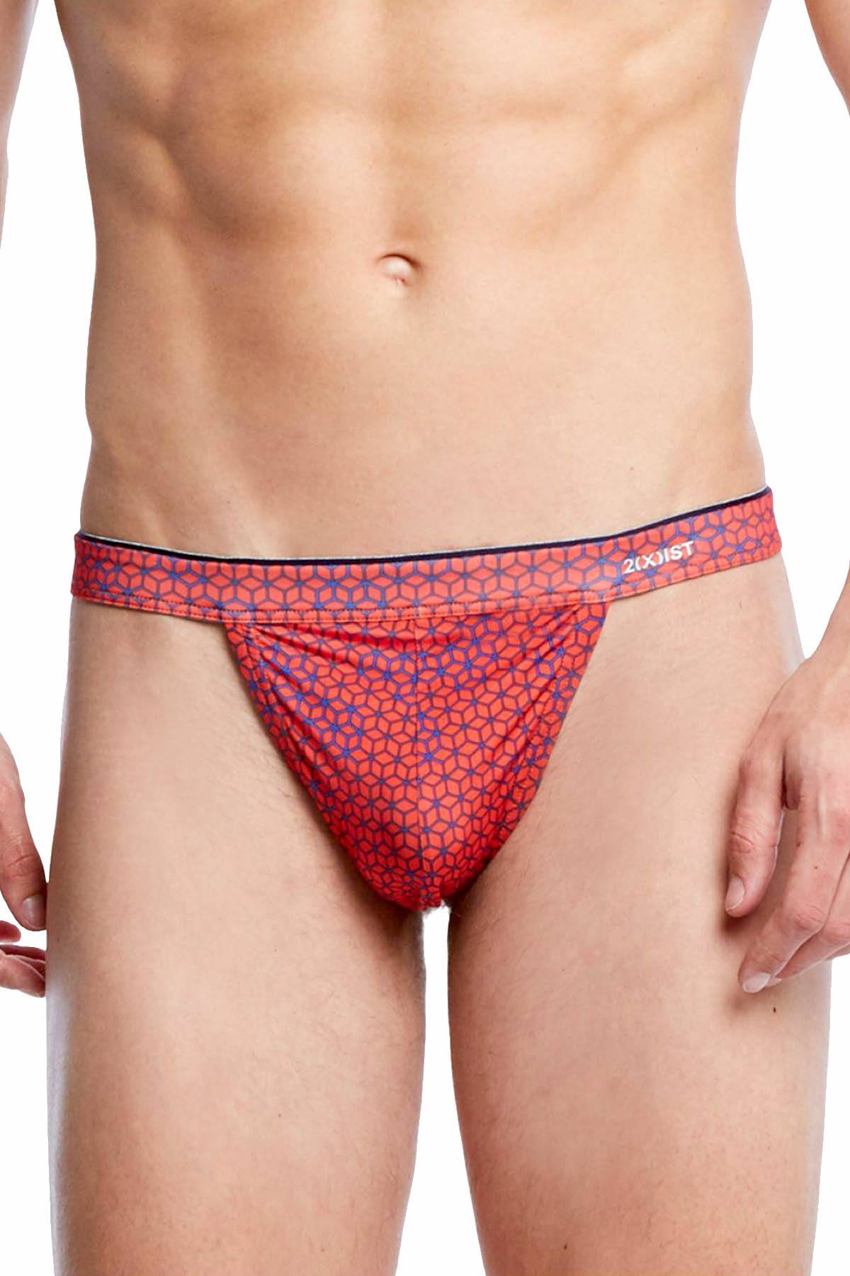 2(X)IST Poppy Geo-Box-Print Sliq-Micro Y-Back Thong