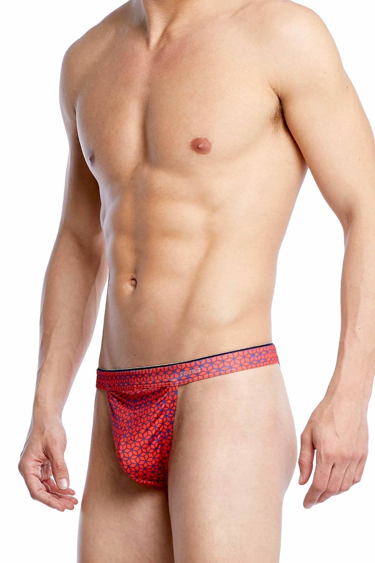 2(X)IST Poppy Geo-Box-Print Sliq-Micro Y-Back Thong