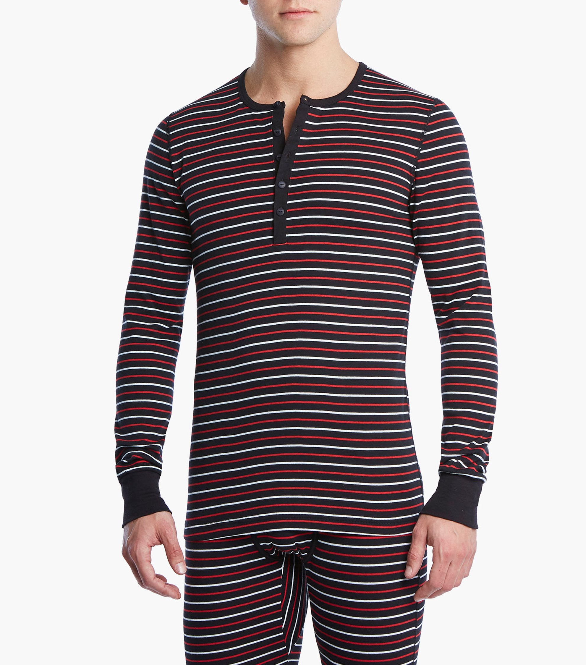 2(X)IST Stripe Essential Cotton Long Sleeve Henley