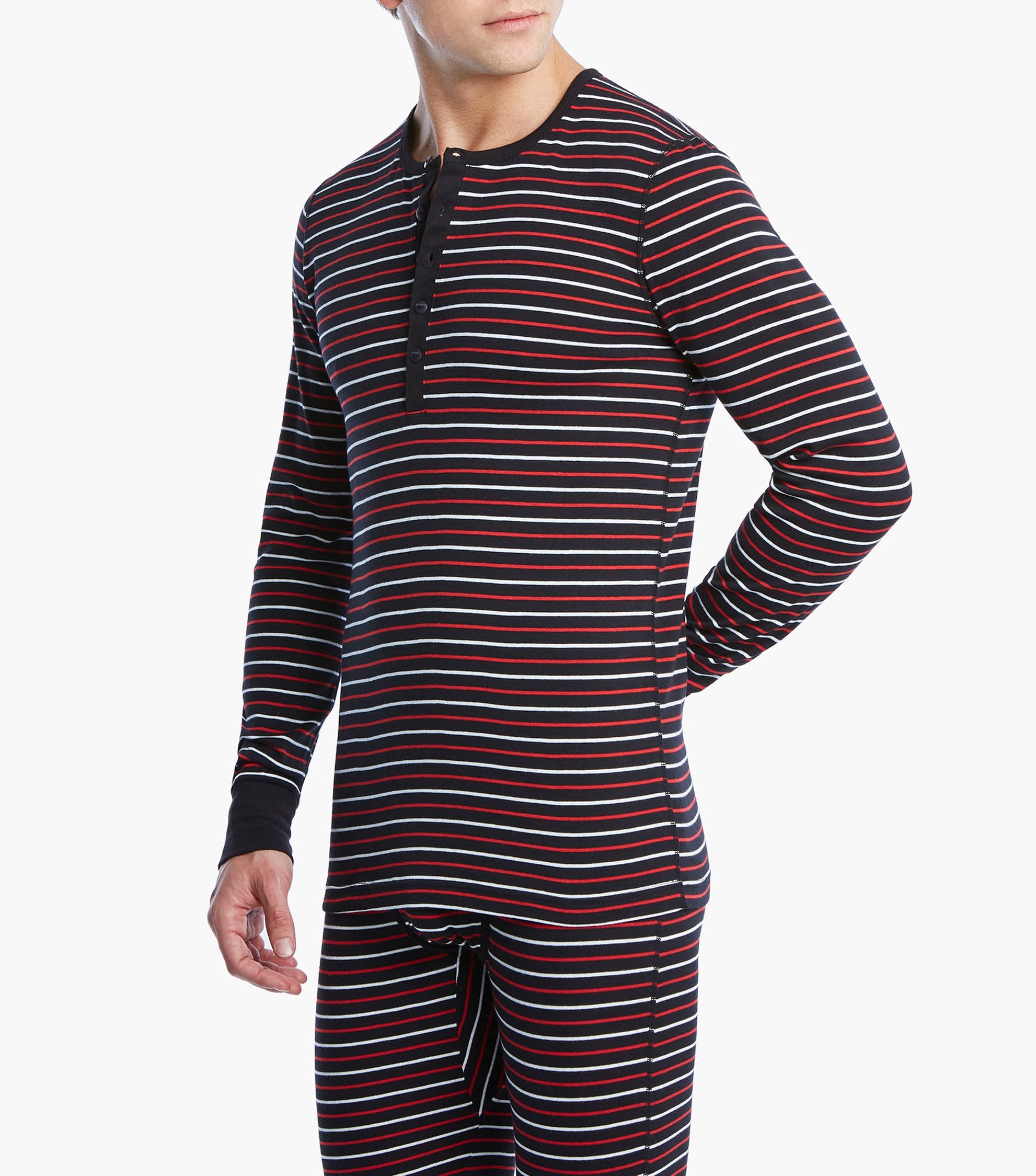 2(X)IST Stripe Essential Cotton Long Sleeve Henley