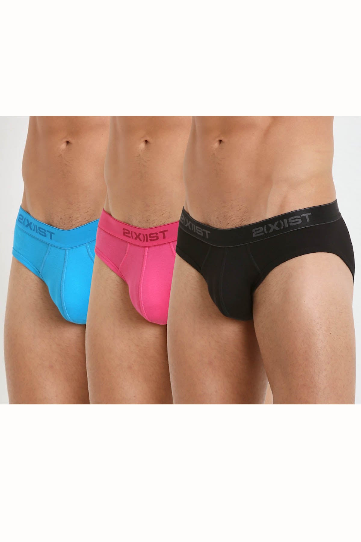 2(X)IST Turquoise/Cabaret/Black Essential Contour Pouch Brief 3-Pack