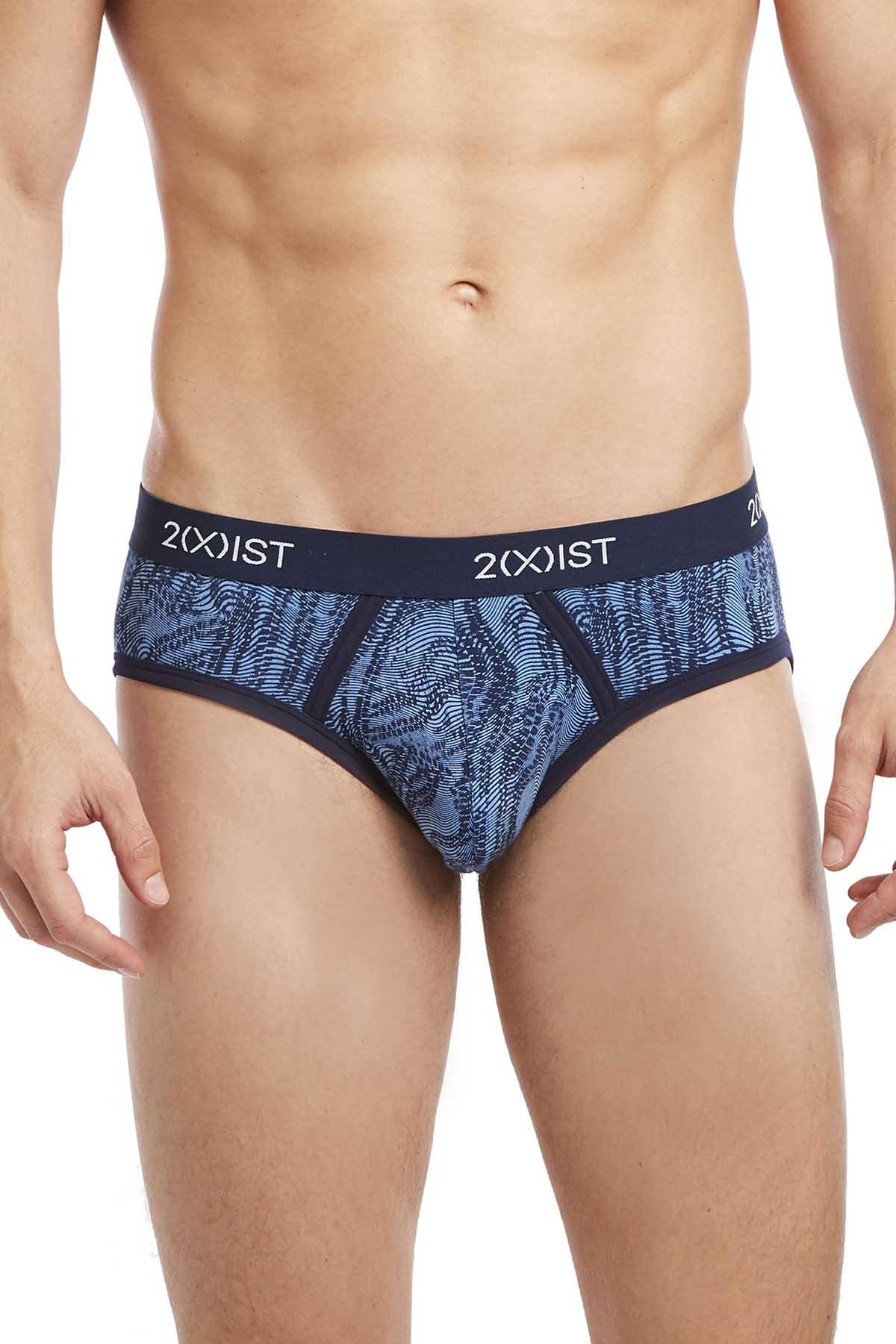 2(X)IST Varsity-Navy Digi-Zebra Print Graphic Cotton No-Show Brief