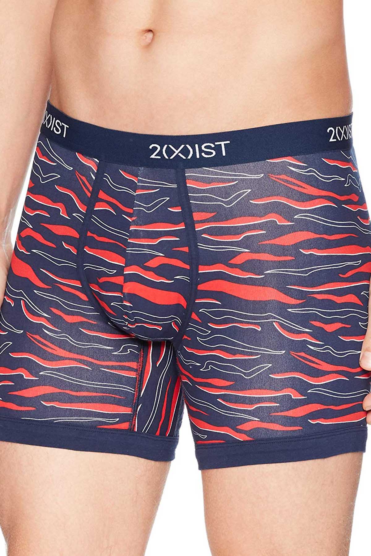 2(X)IST Varsity-Navy/Red Pop-Tiger Print Graphic Cotton Boxer Brief