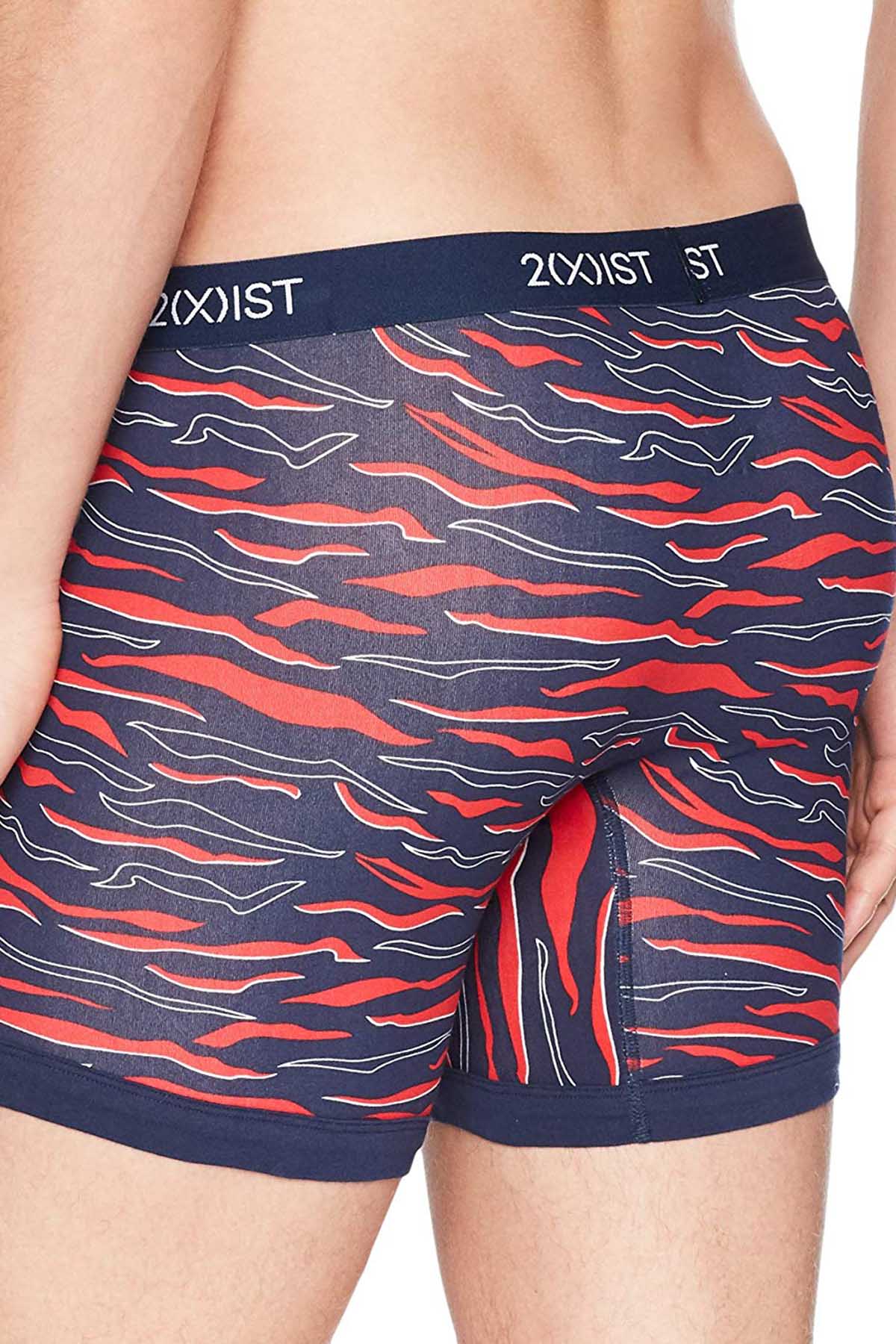 2(X)IST Varsity-Navy/Red Pop-Tiger Print Graphic Cotton Boxer Brief