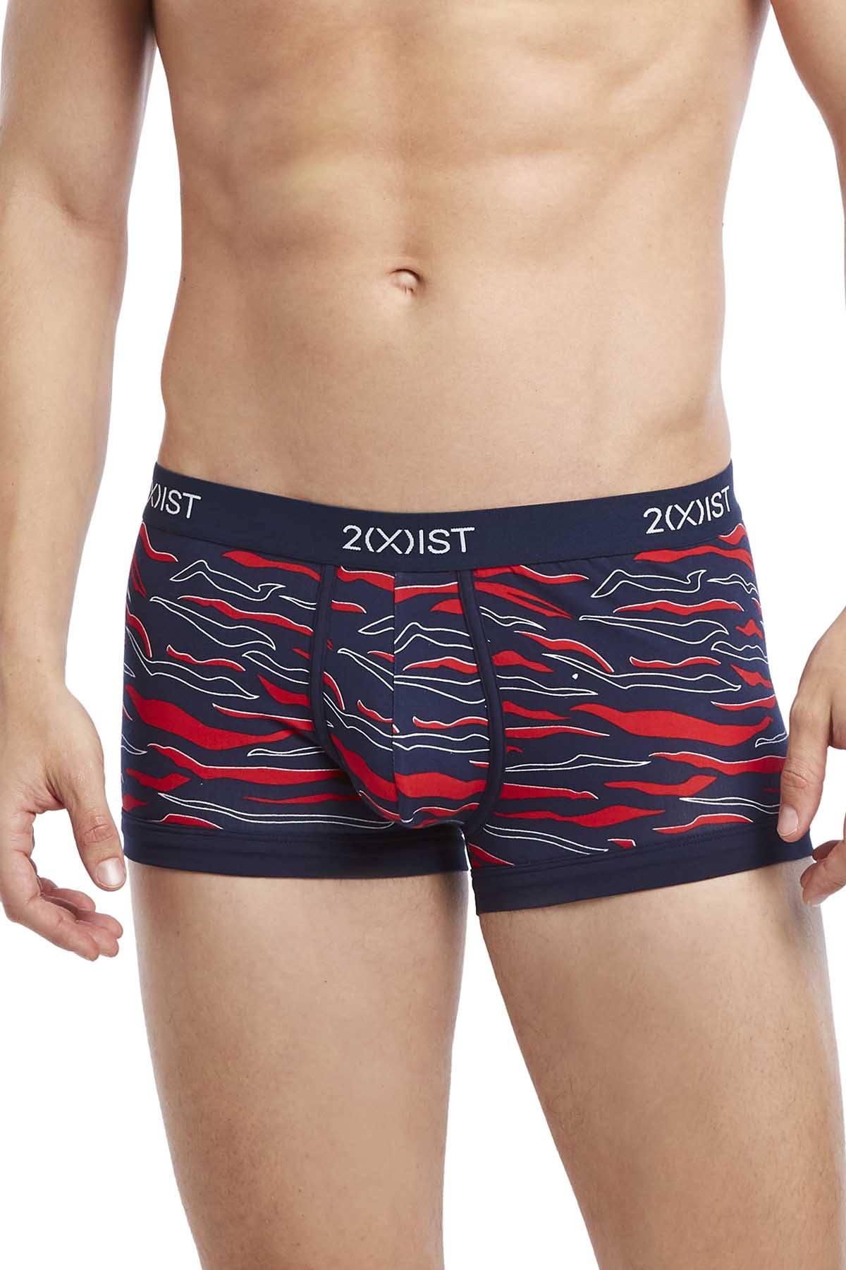 2(X)IST Varsity-Navy/Red Pop-Tiger Print Graphic Cotton No-Show Trunk