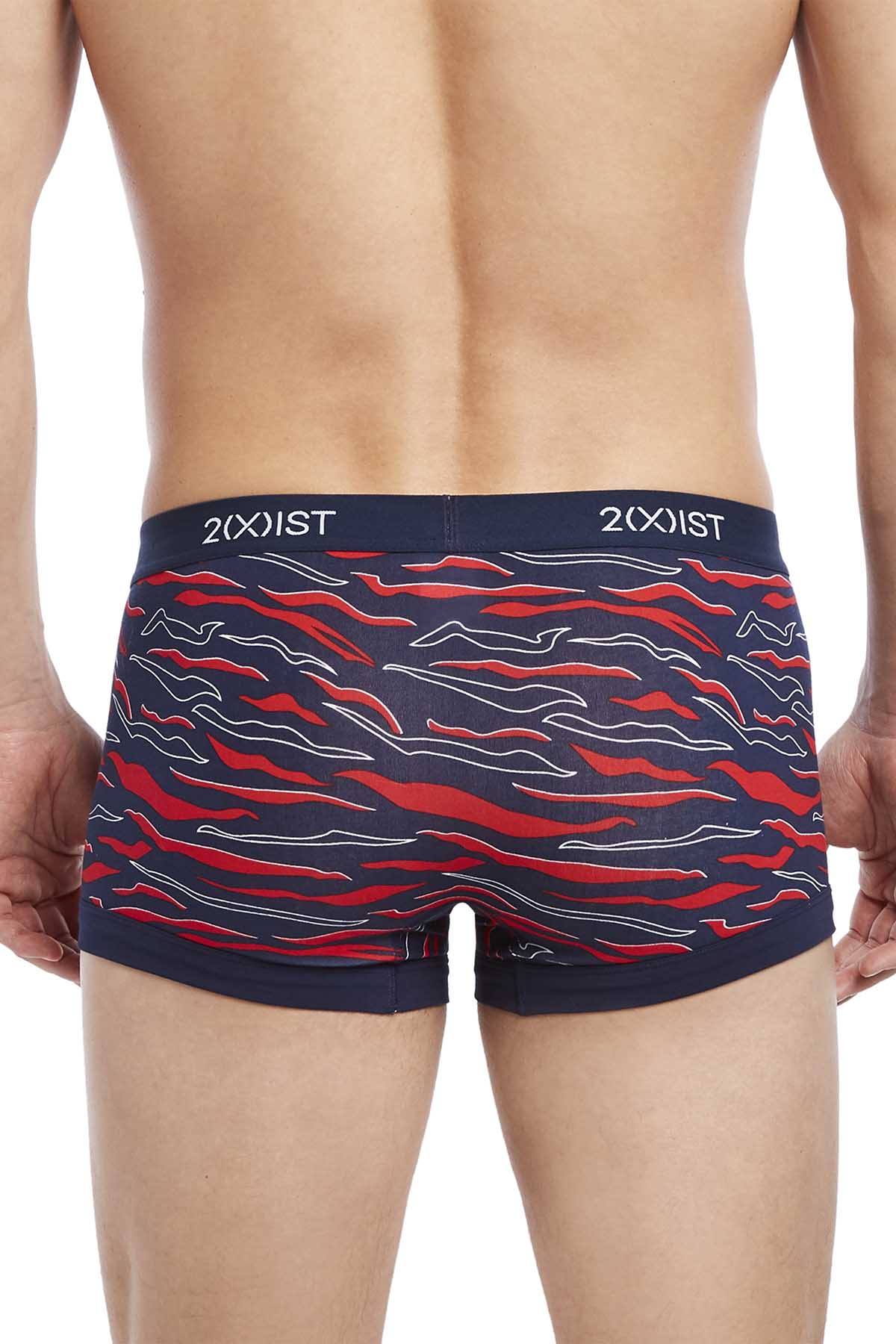 2(X)IST Varsity-Navy/Red Pop-Tiger Print Graphic Cotton No-Show Trunk