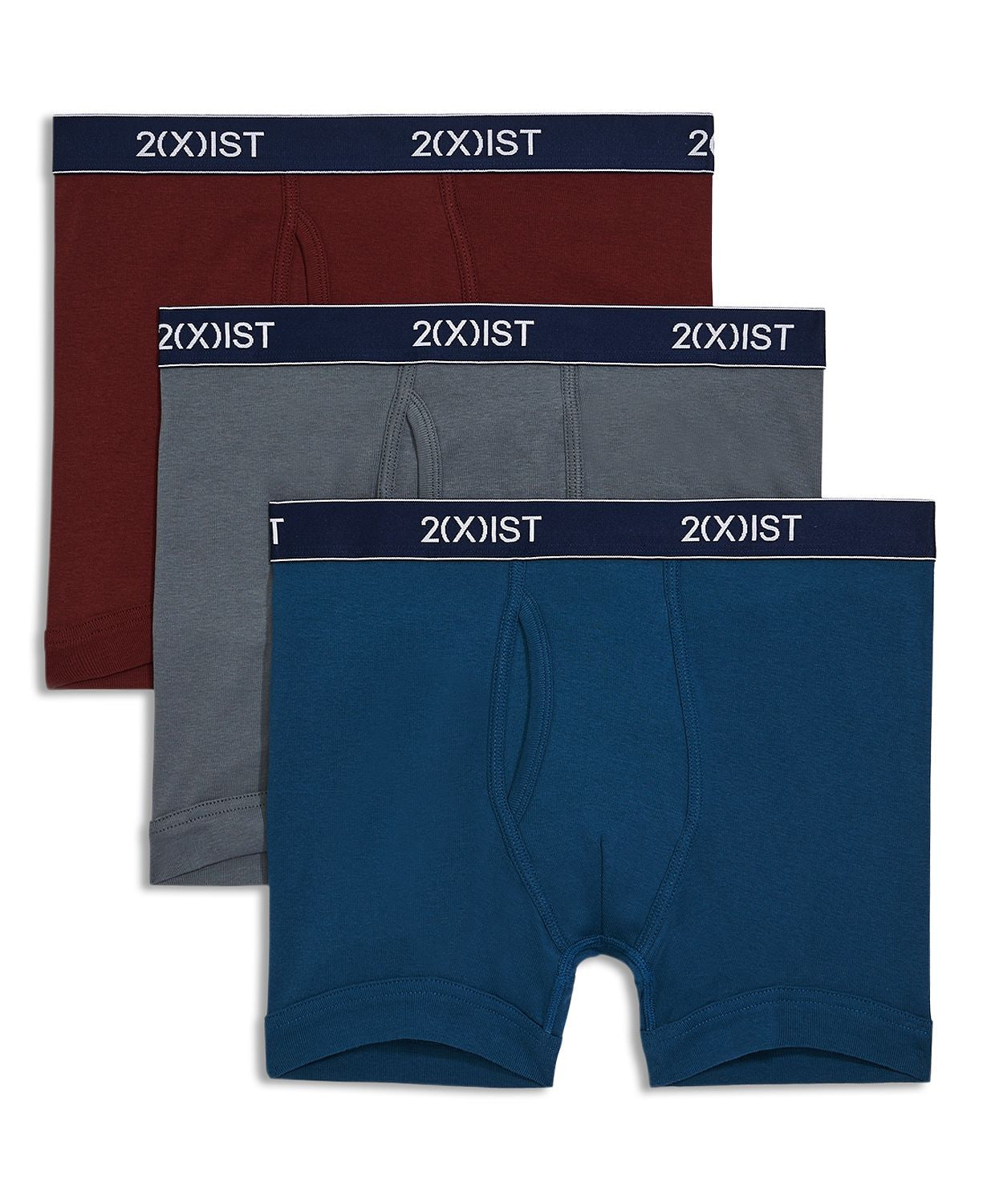 2(x)ist Essentials Boxer Briefs Pack Of 3 Blue/gray/burgundy