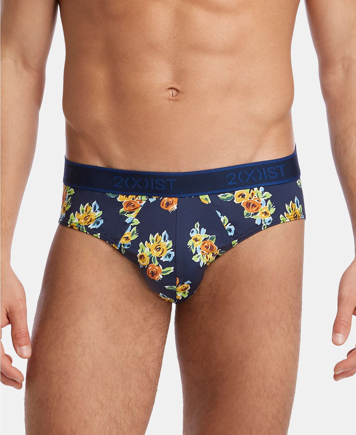 2(x)ist Printed No-show Briefs Retro Floral- Varsity Navy