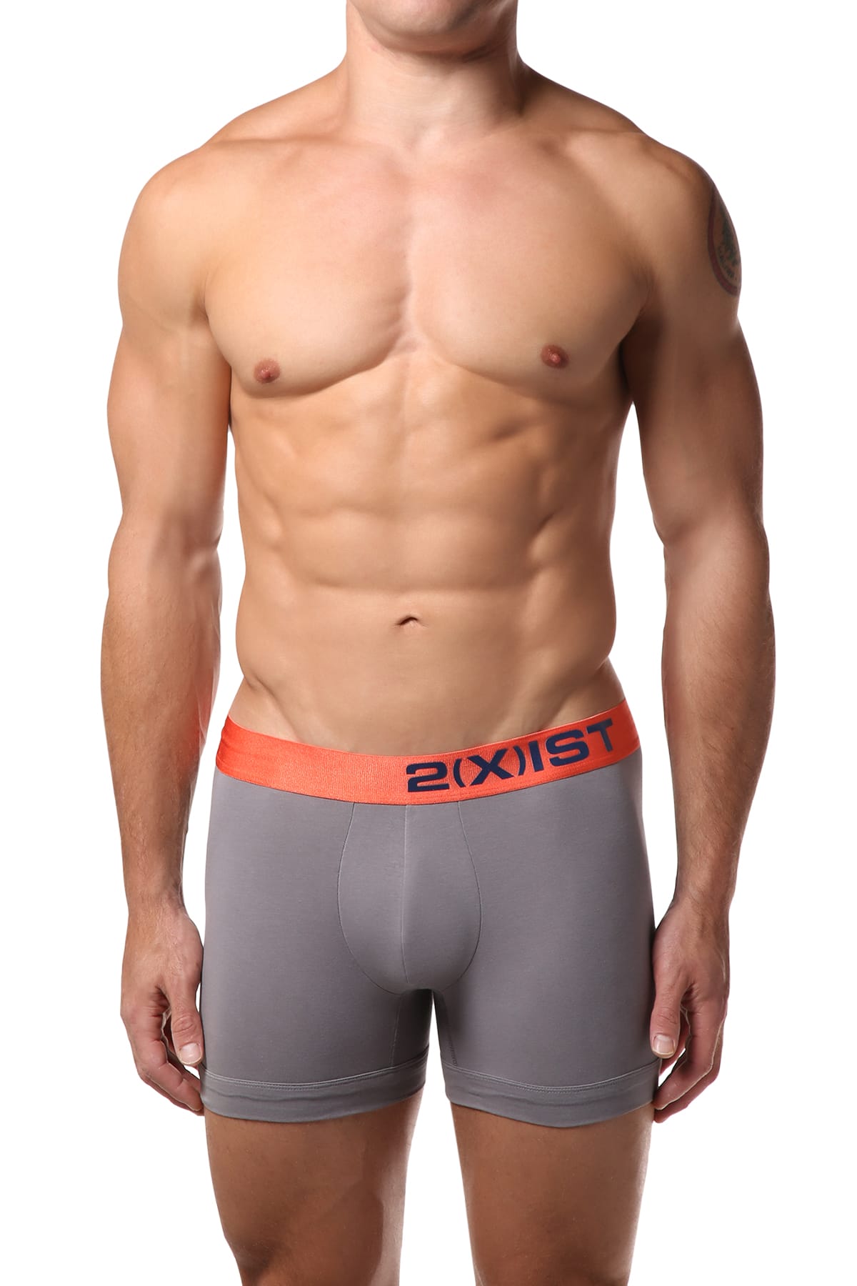 2(X)IST Grey & Orange Electric Cotton Stretch Boxer Brief