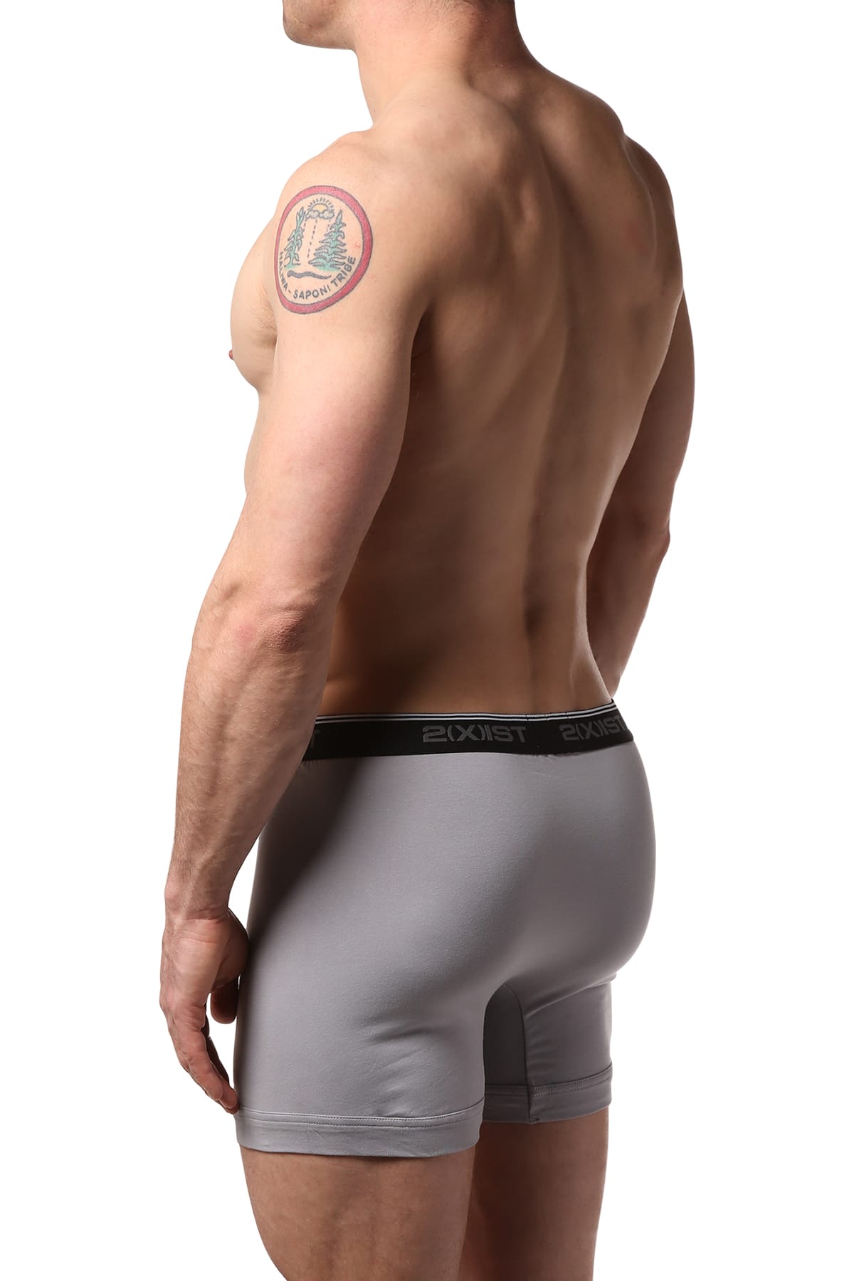 2(X)IST Black/Grey Stretch No-Show Boxer Brief 2-Pack