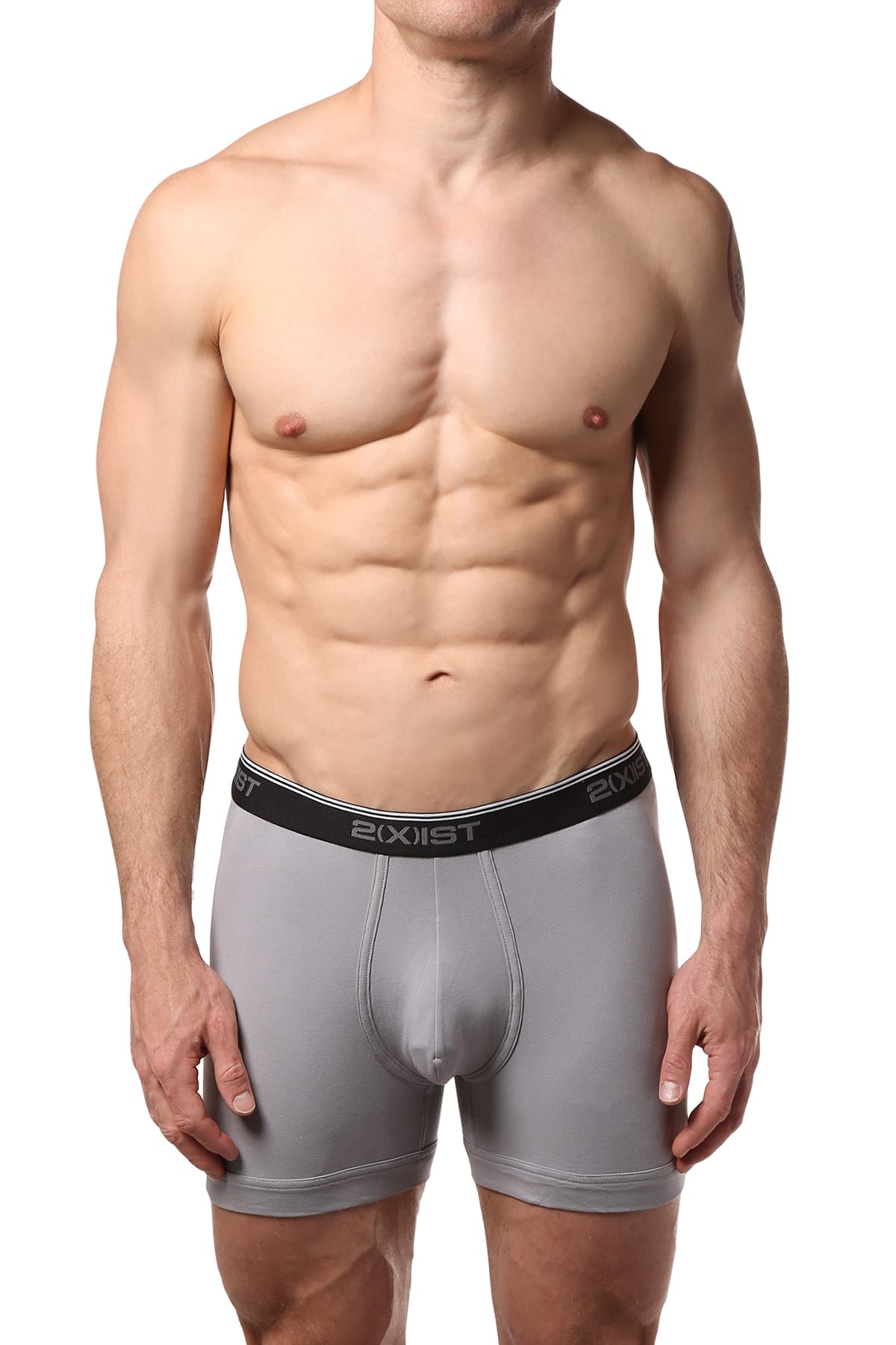 2(X)IST Black/Grey Stretch No-Show Boxer Brief 2-Pack